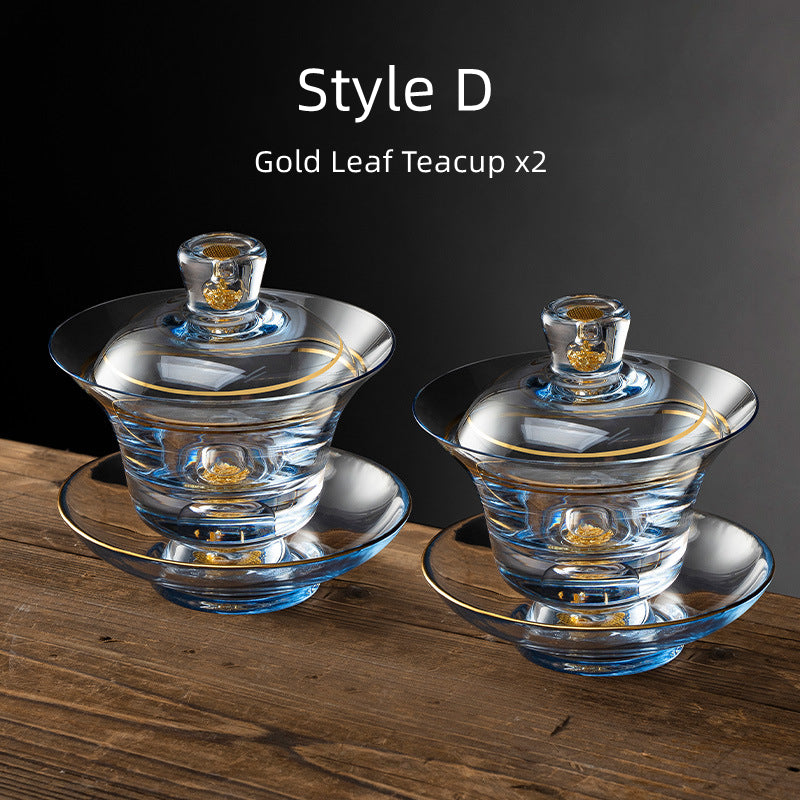 Gold Leaf Glass Kung-Fu Tea Cup Set Of Two - MASU