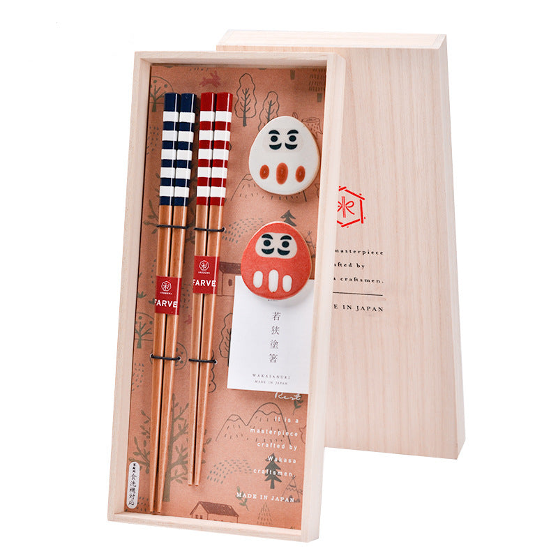 Japanese Handcrafted Daruma Chopsticks Wedding Gift Set - MASU