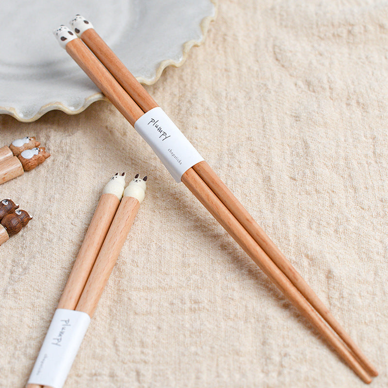 Japanese Handcrafted Pet Sculpture Wooden Children's Chopsticks - MASU