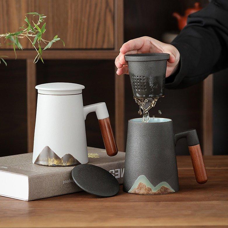 Mountain Themed Ceramic Tea Cups With Filter - MASU