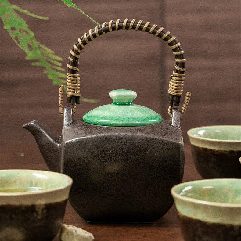 Japanese Mino Ware Handcrafted Ceramic Jade Tea Gift Set - MASU