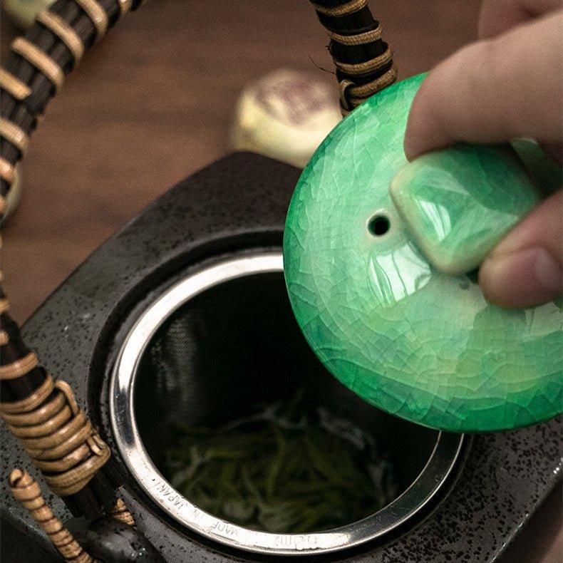 Japanese Mino Ware Handcrafted Ceramic Jade Tea Gift Set - MASU