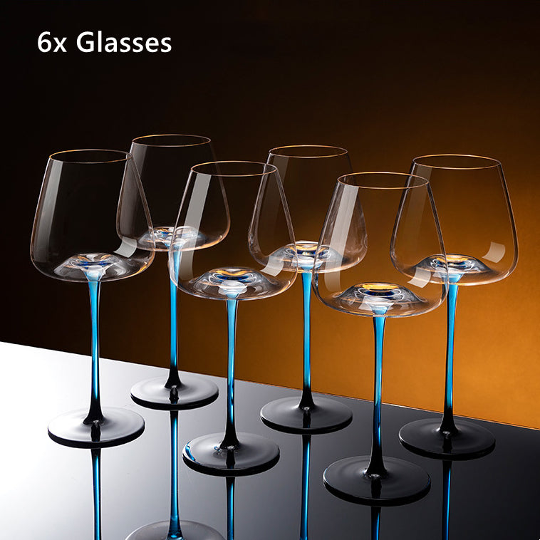 Crystal Glass Blue Stem Burgundy Wine Glass With Blue Mountain Wine Decanter Sets - MASU