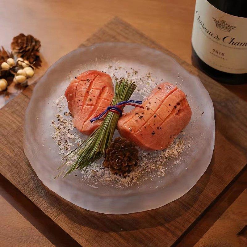 Japanese Rounded Frosty Glass Serving Plate - MASU