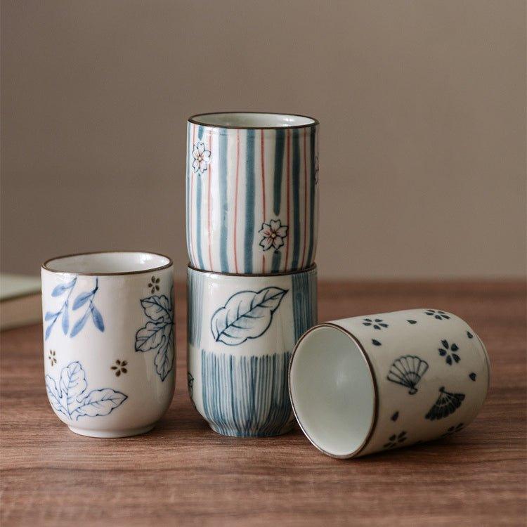 Japanese Hand-painted Ceramic Straight Body Tea Cups - MASU