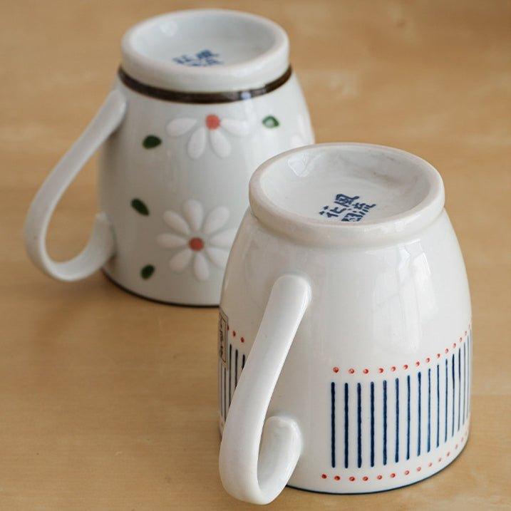 Japanese Nature Themed Ceramic Glazed Hand-Painted Tea Cups - MASU