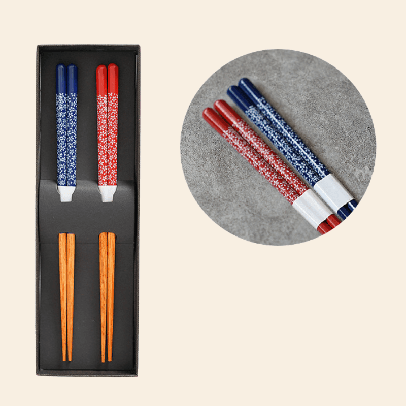 Japanese Handcrafted Wooden Sakura Themed Chopsticks Set - MASU