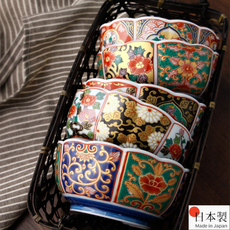 Japanese Handcrafted Mino Ware Court Dyed Bowls Set Of Five - MASU