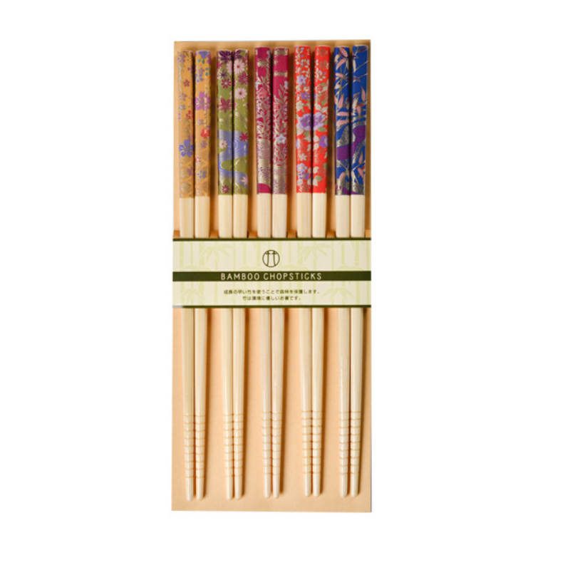 Japanese Botanical Handcrafted Bamboo Chopsticks Set of 5 - MASU