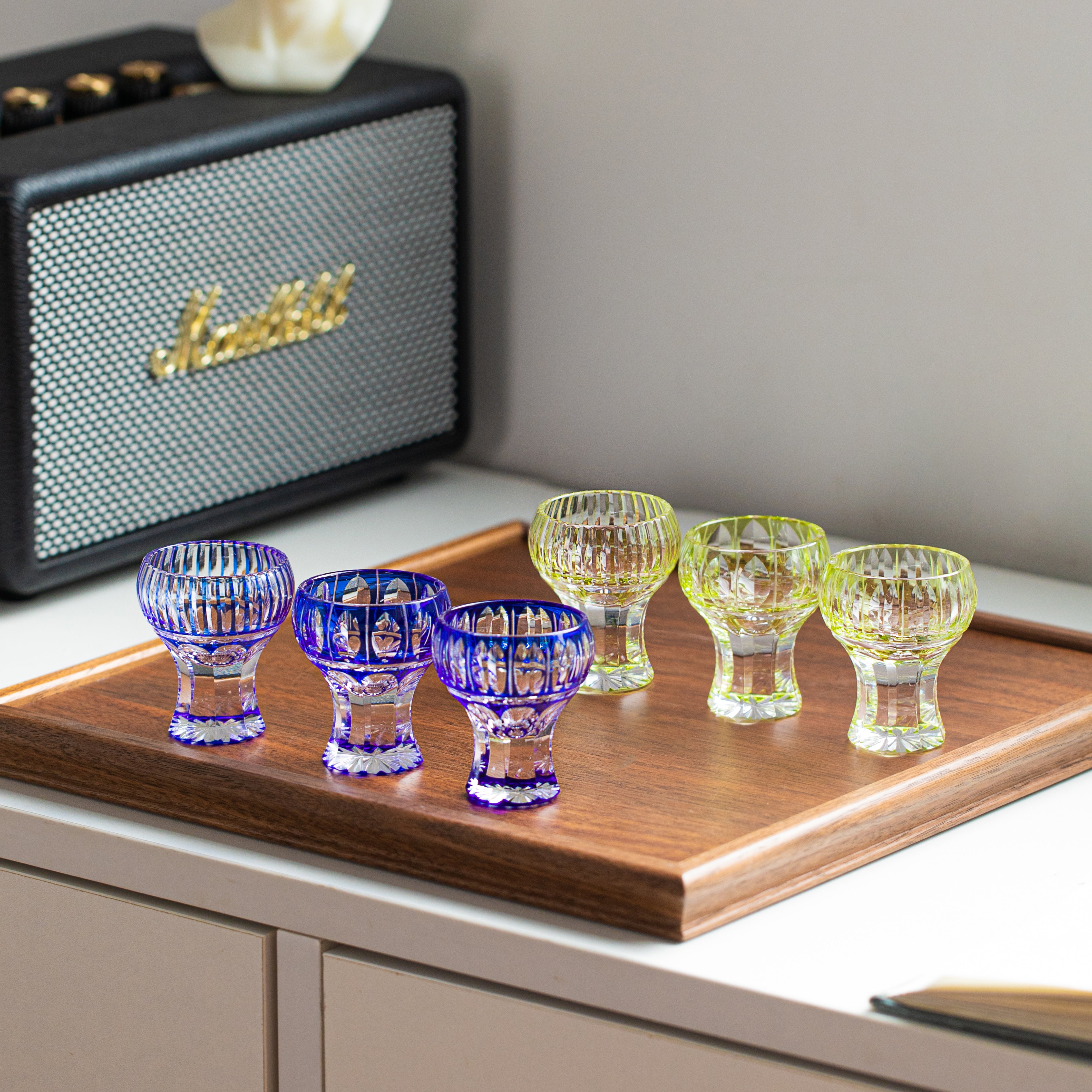 Edo Kiriko Handcrafted Kinpu Sake Glass Collection