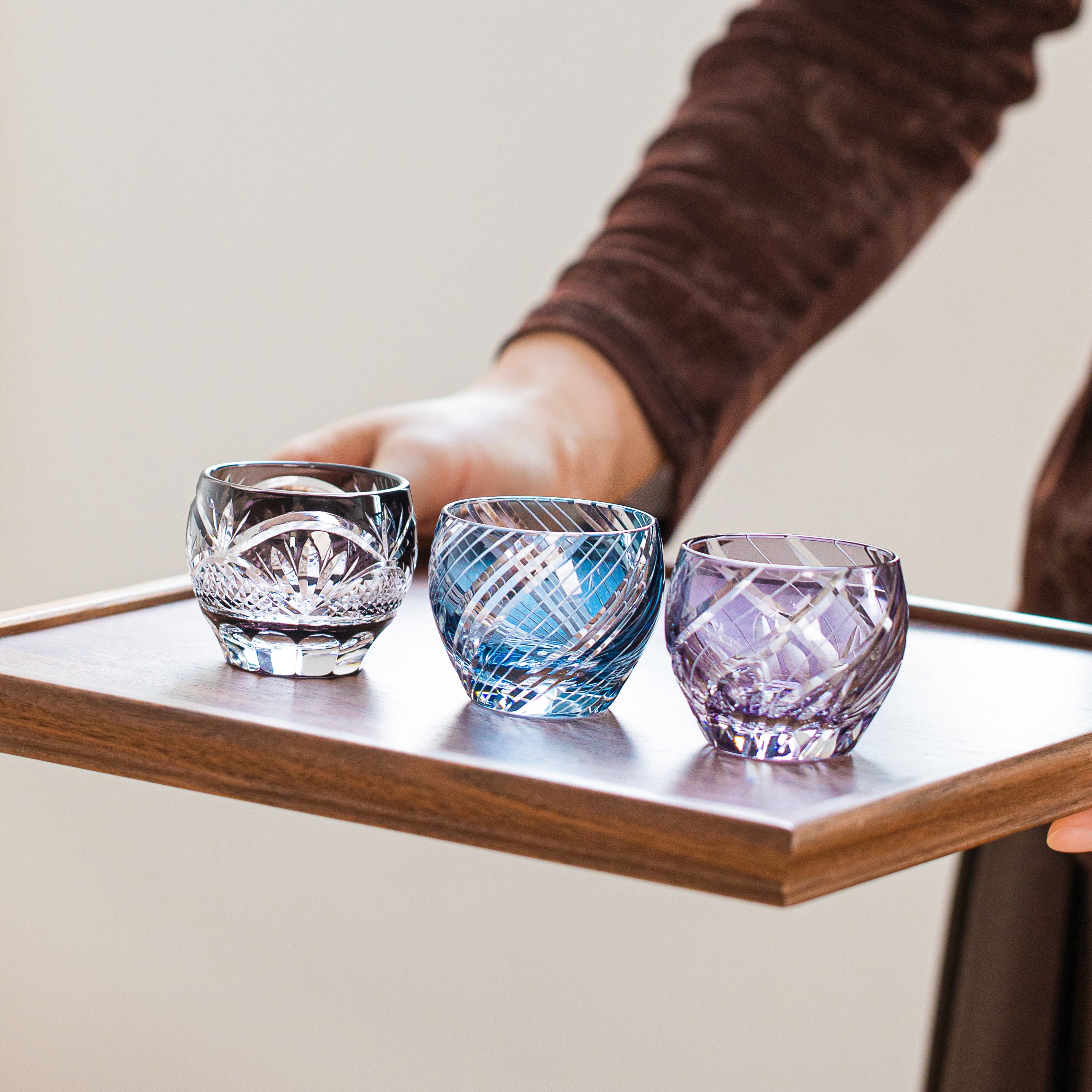 Edo Kiriko Handcrafted Kizashi Guinomi Sake Glass Collection
