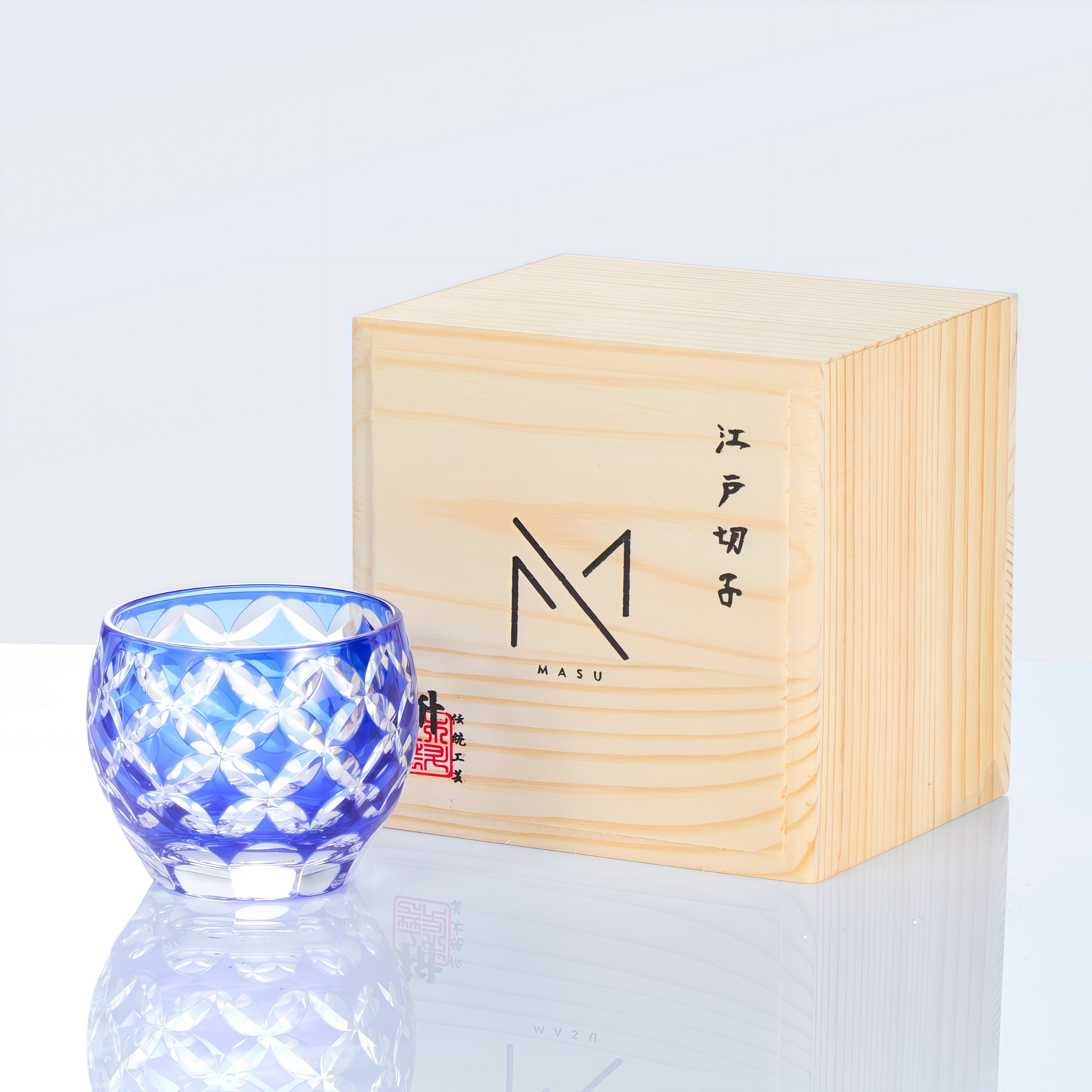 Edo Kiriko Handcrafted Ruri Sake Glass Collection