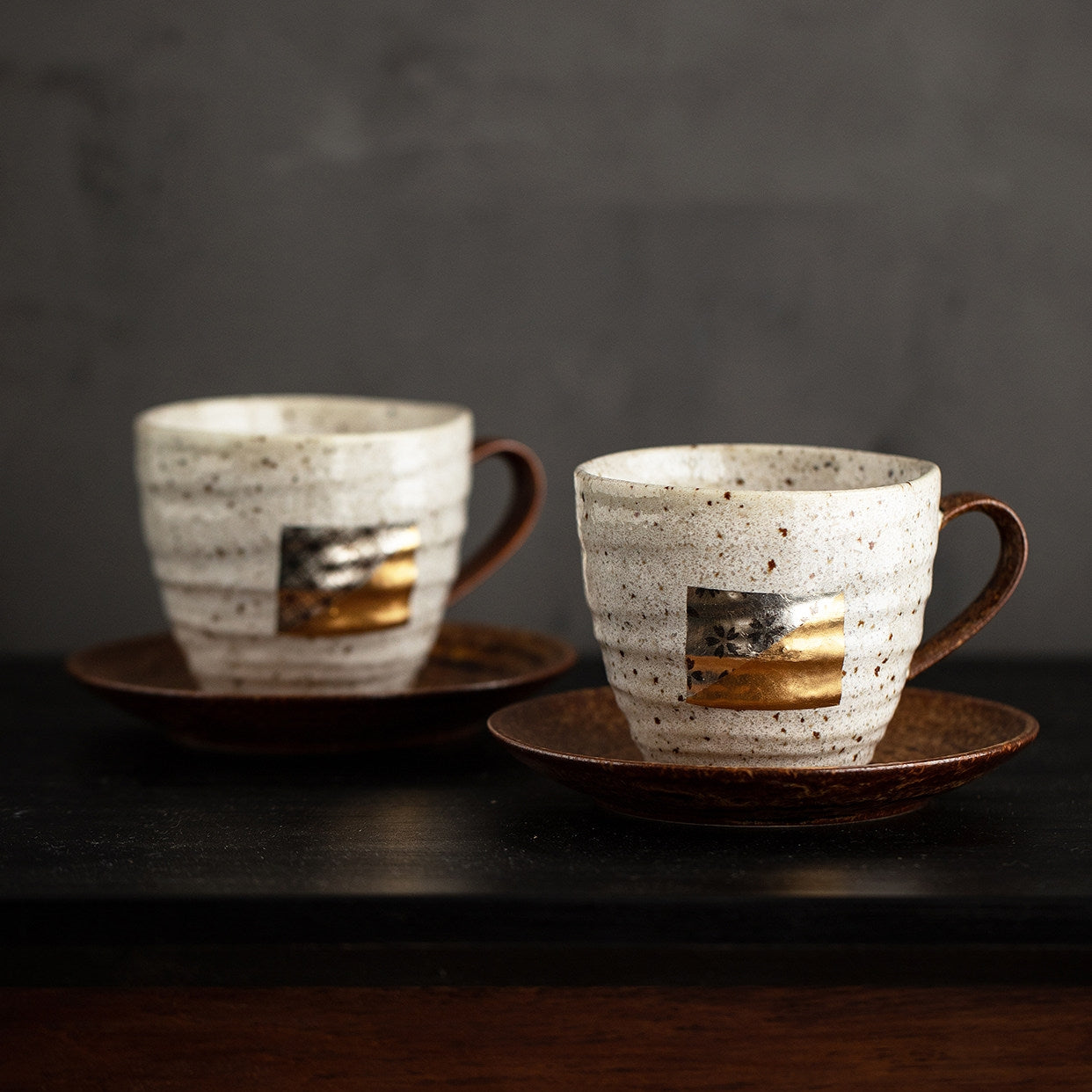 Shushi Gold And Silver Foil Ceramic Mug Pair