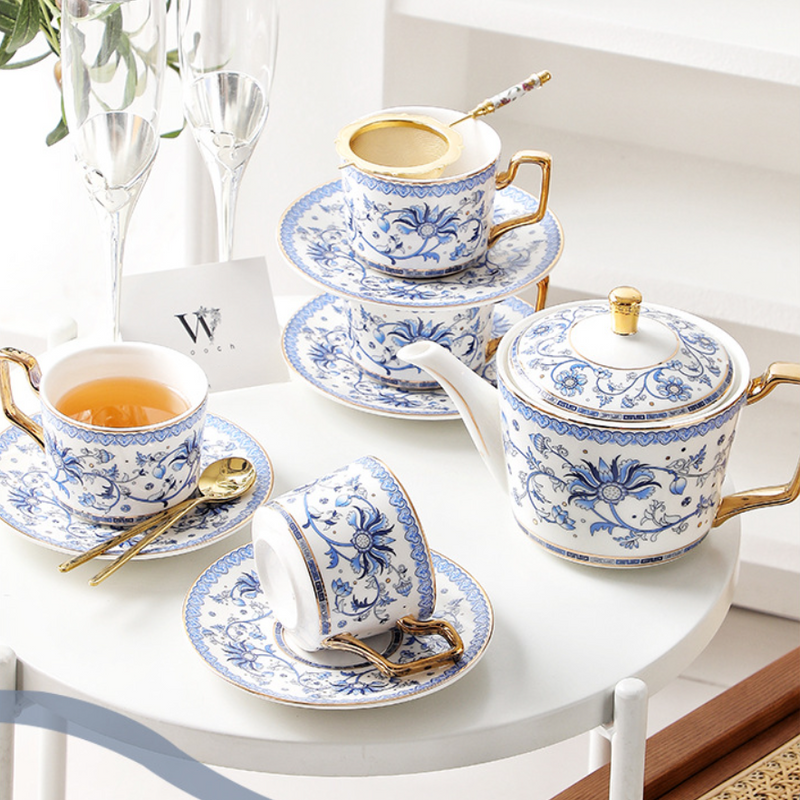 Blue and white china tea set best sale