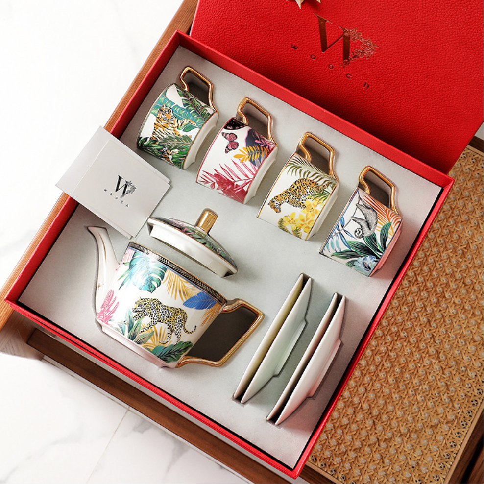 Handcrafted Rainforest Theme Ceramic Tea Cup Gift Sets - MASU