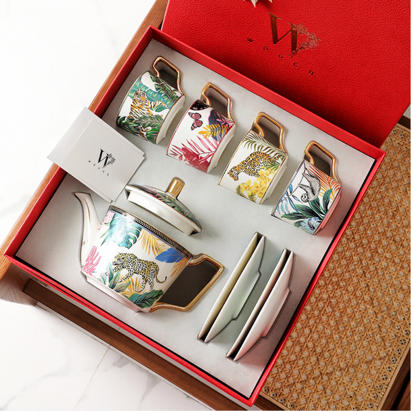 Handcrafted Rainforest Theme Ceramic Tea Cup Gift Sets