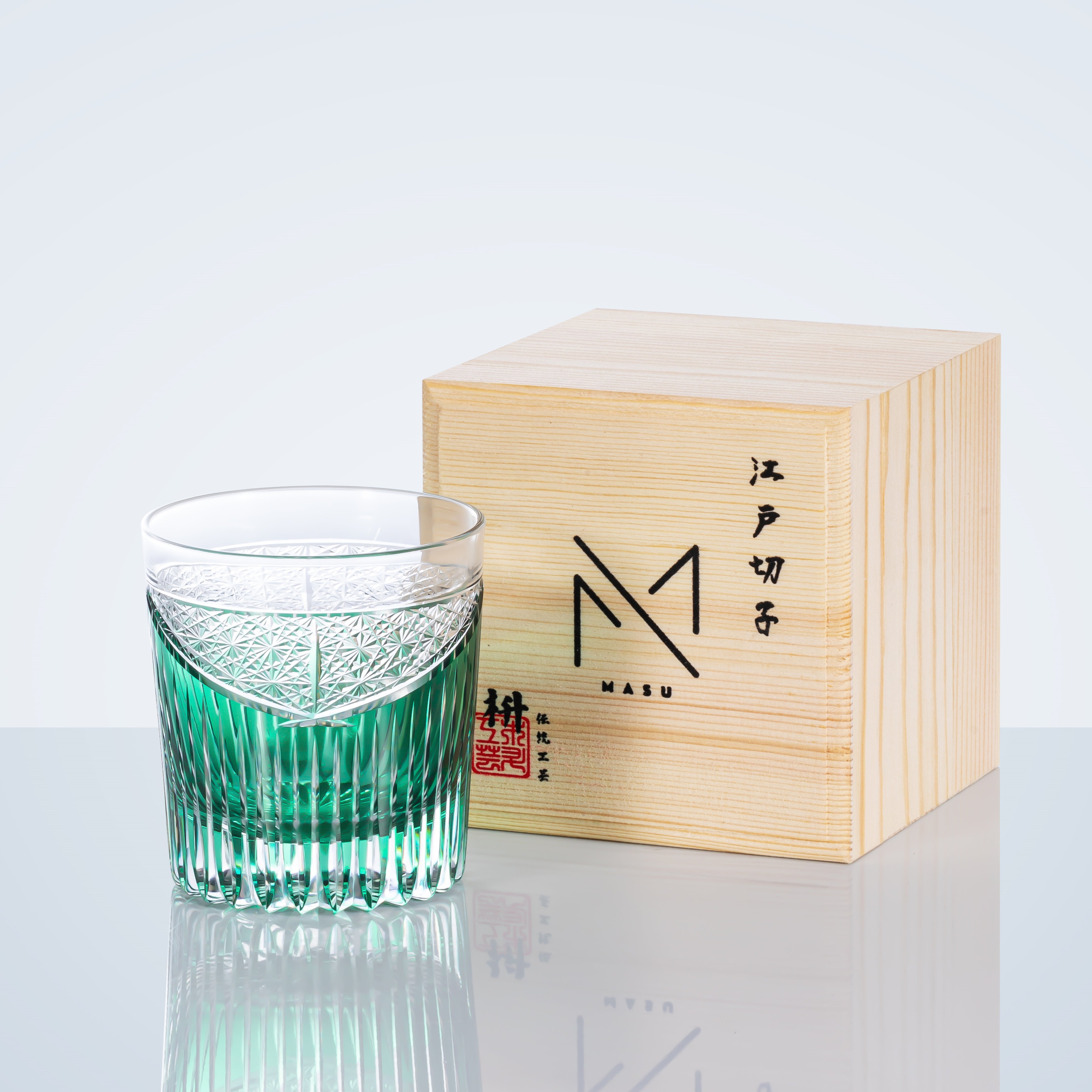 Edo Kiriko Handcrafted Karmic Whisky Glass With Wooden Box