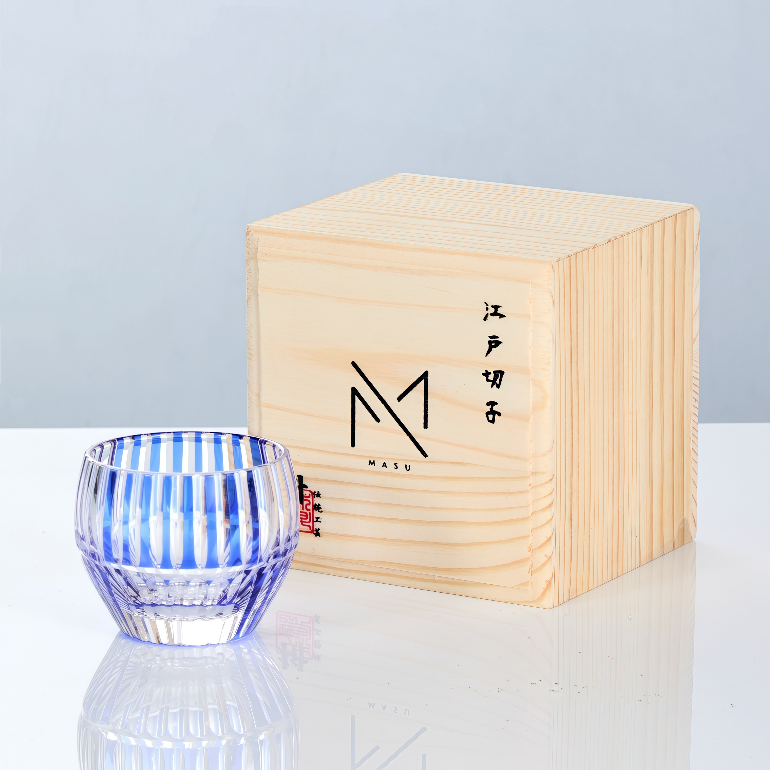 Edo Kiriko Handcrafted Ruri Sake Glass Collection