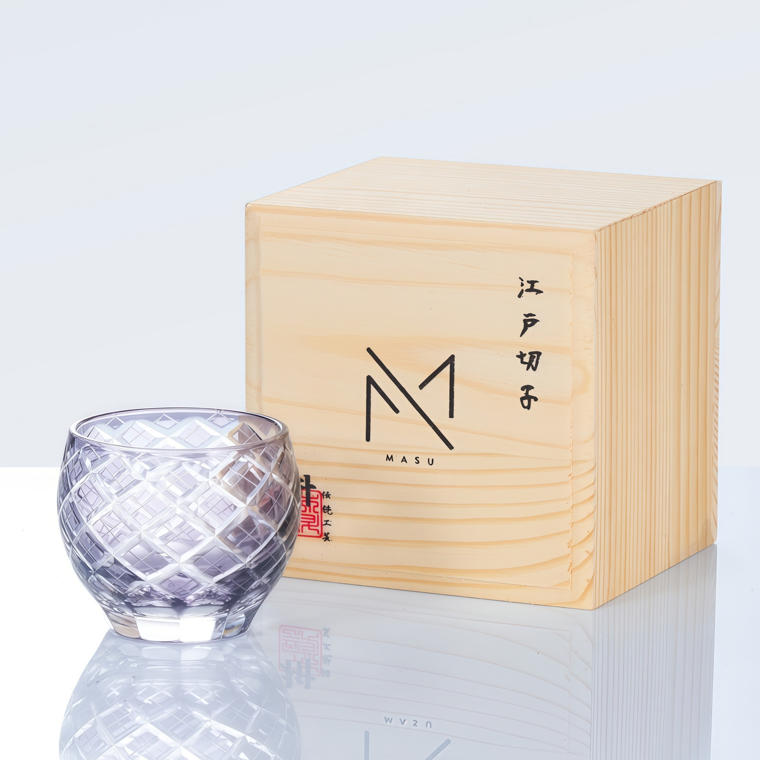 Edo Kiriko Handcrafted Usumurasaki Guinomi Sake Cup Collection