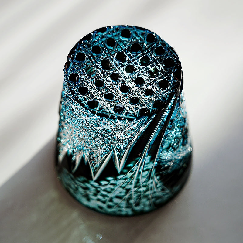 Edo Kiriko Handcrafted Tanma Whisky Glass With Wooden Box