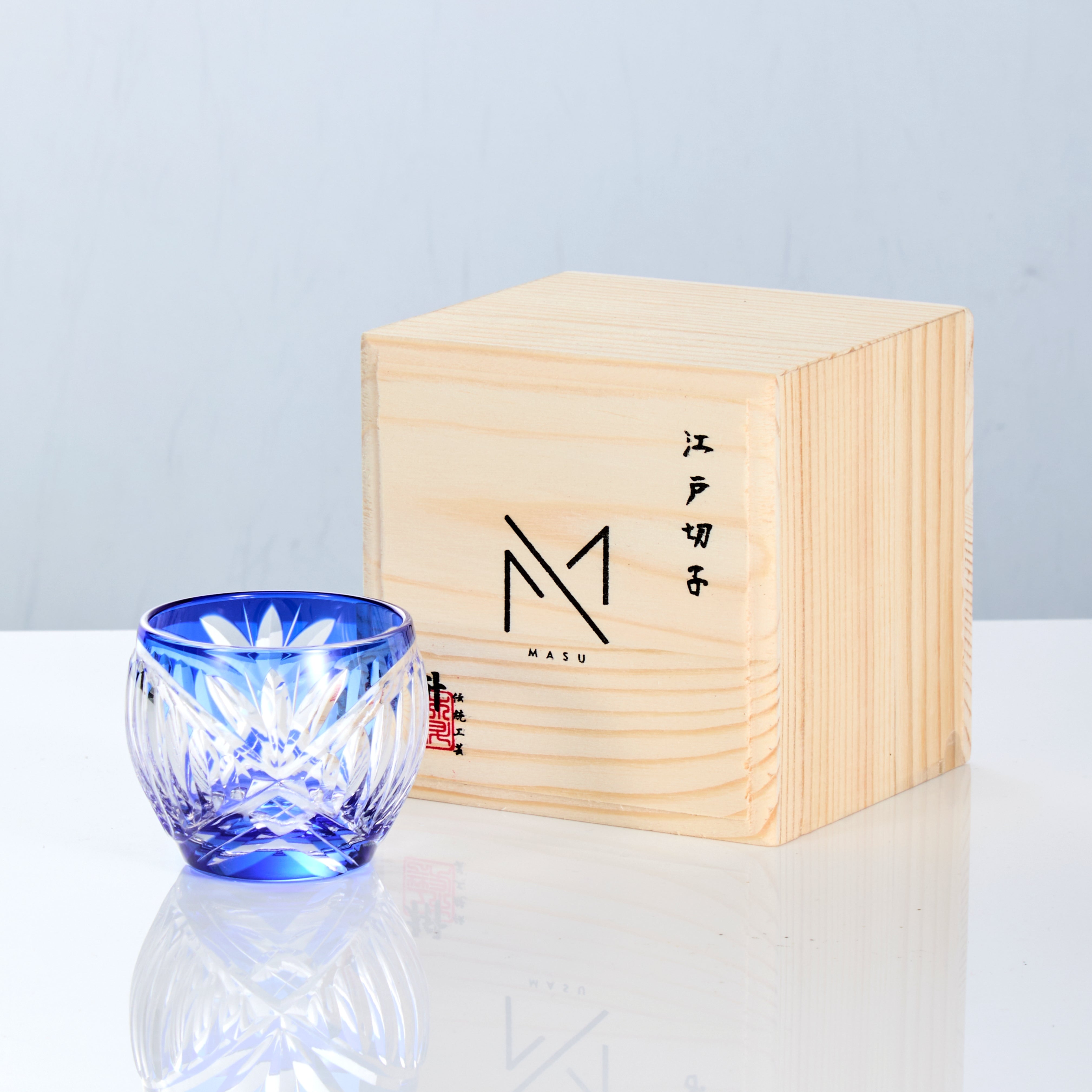 Edo Kiriko Handcrafted Ruri Sake Glass Collection
