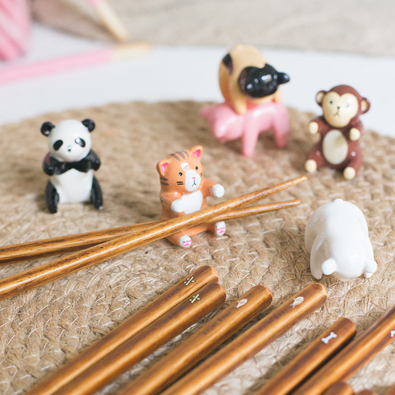 Japanese Handcrafted Animal Series Wooden Children's Chopsticks Set