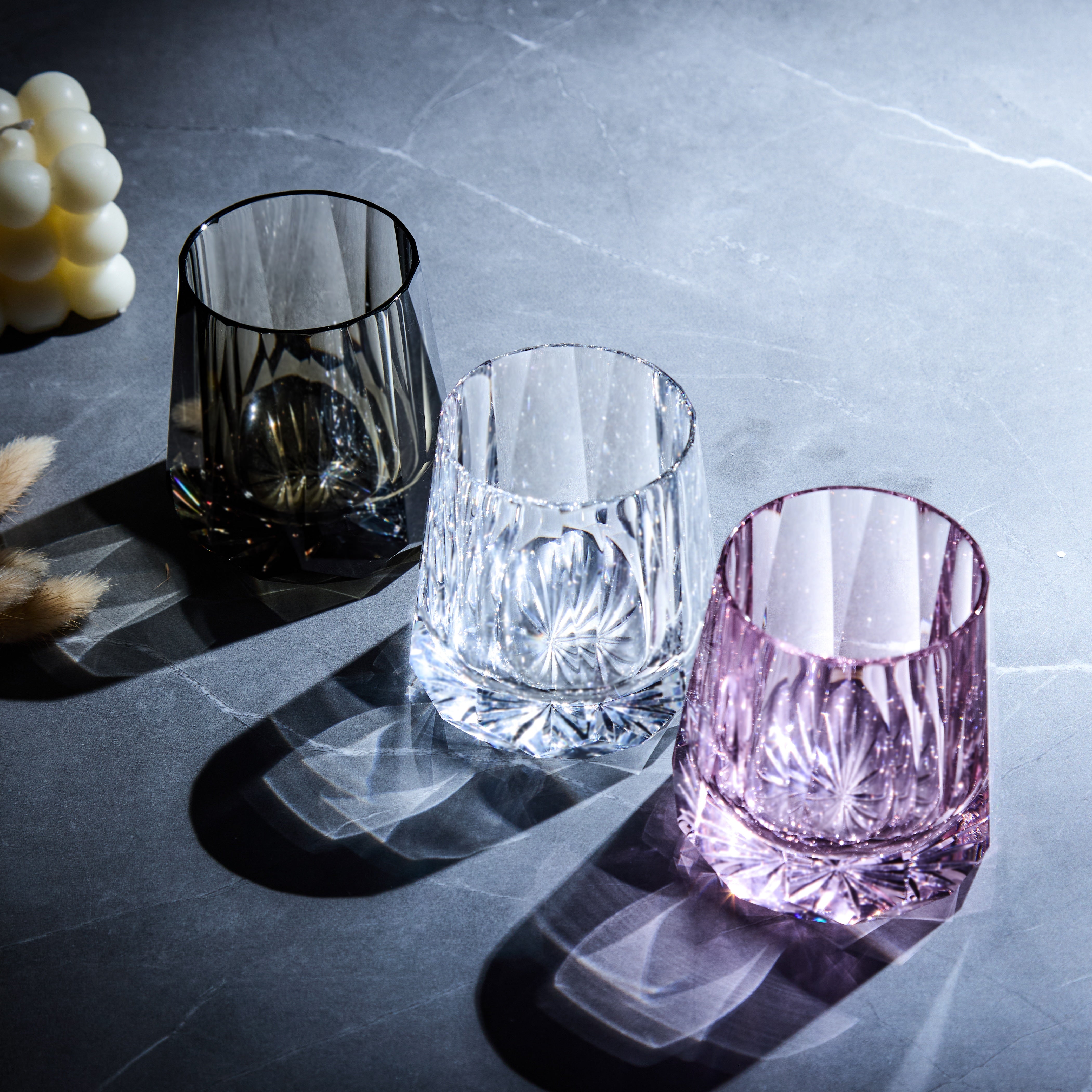 Edo Kiriko Handcrafted Kage Hana Whisky Glass With Wooden Box