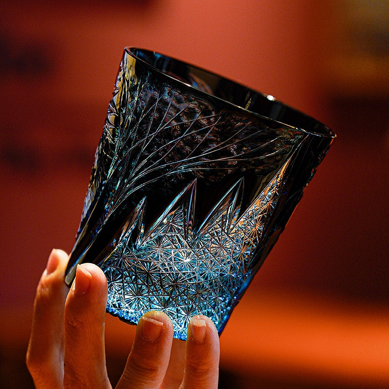 Edo Kiriko Handcrafted Tanma Whisky Glass With Wooden Box