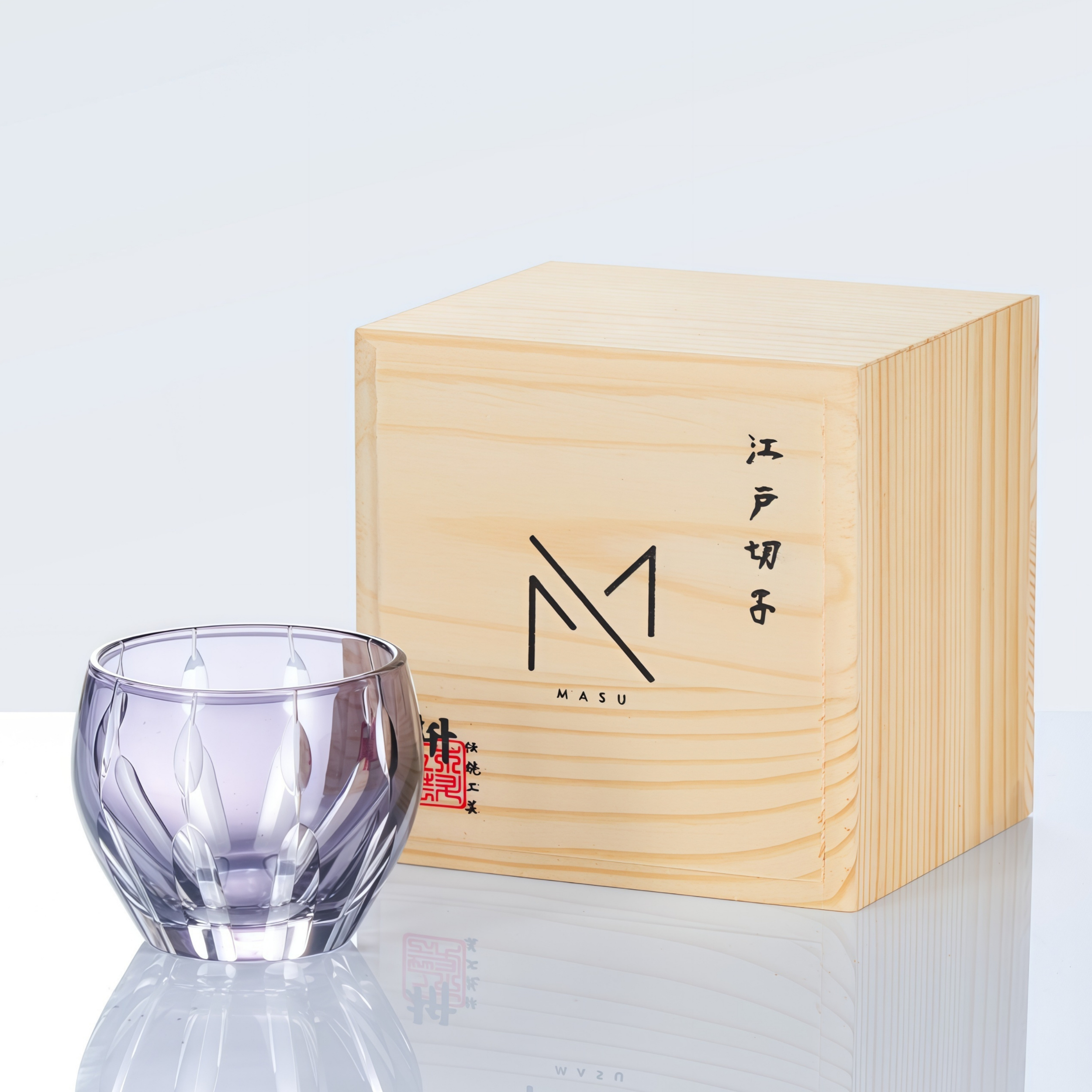 Edo Kiriko Handcrafted Usumurasaki Guinomi Sake Cup Collection