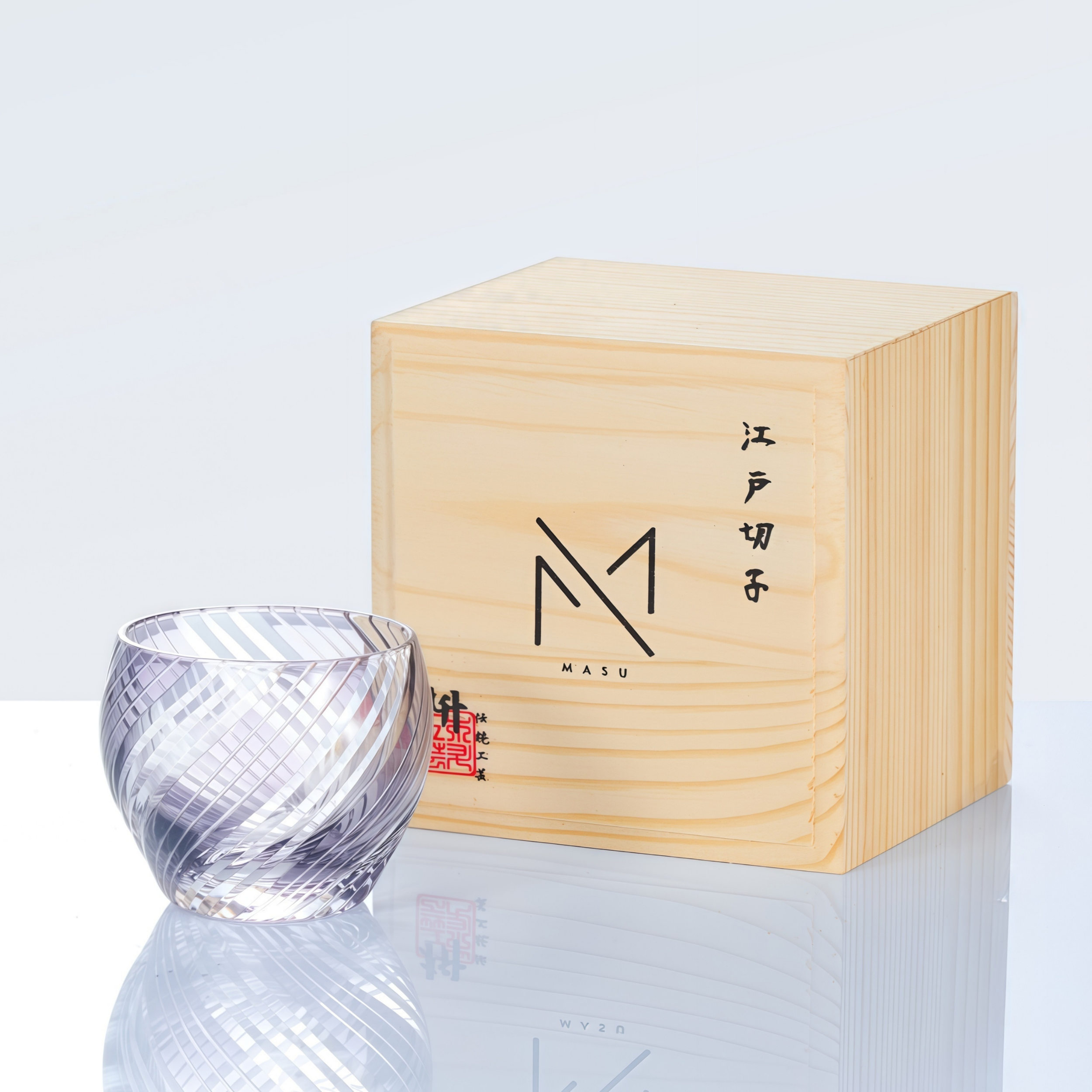 Edo Kiriko Handcrafted Usumurasaki Guinomi Sake Cup Collection