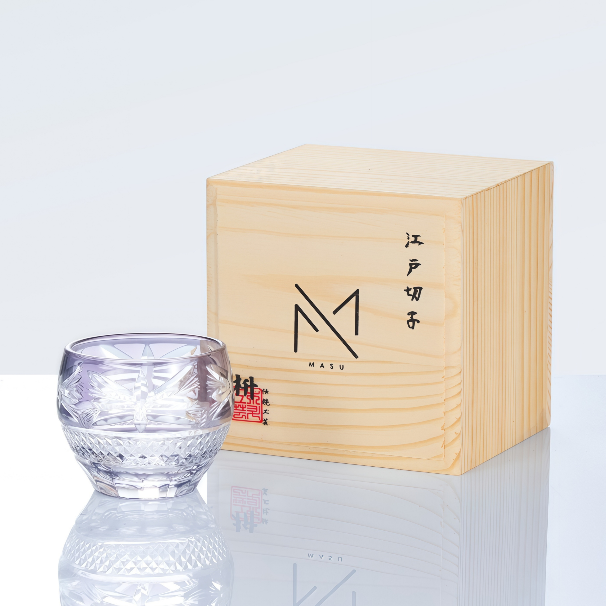 Edo Kiriko Handcrafted Usumurasaki Guinomi Sake Cup Collection