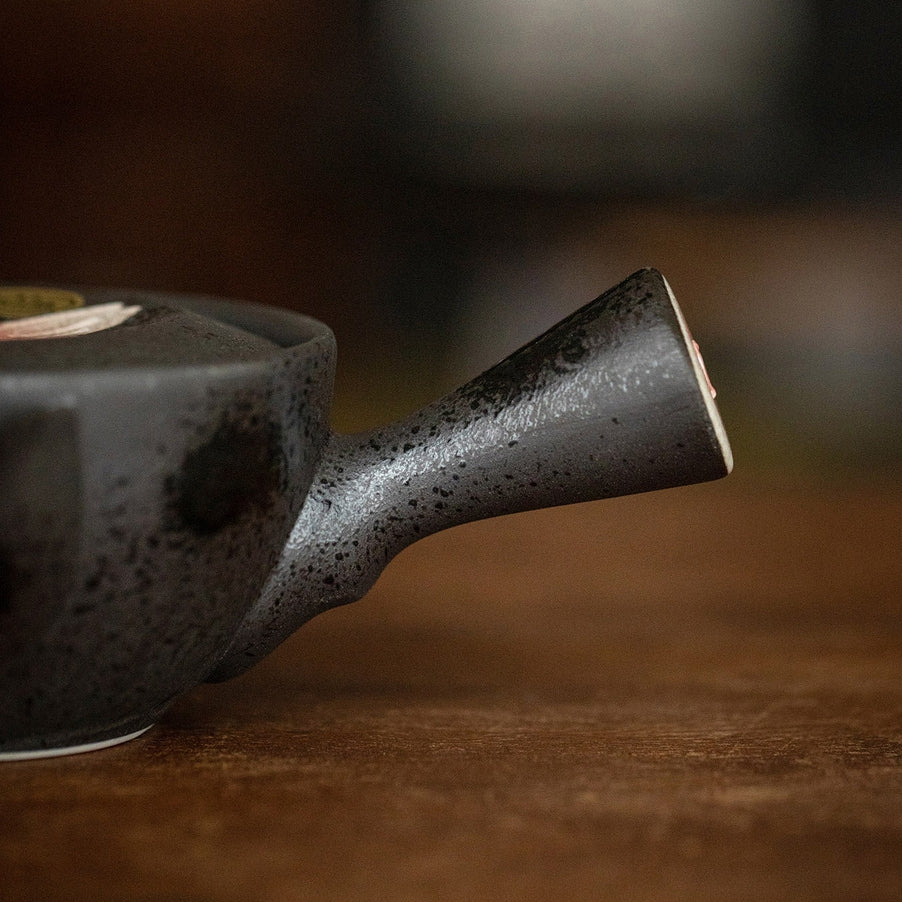 Ensemble de thé en céramique Yohen Sakura fait à la main de Arita Ware avec boîte en bois