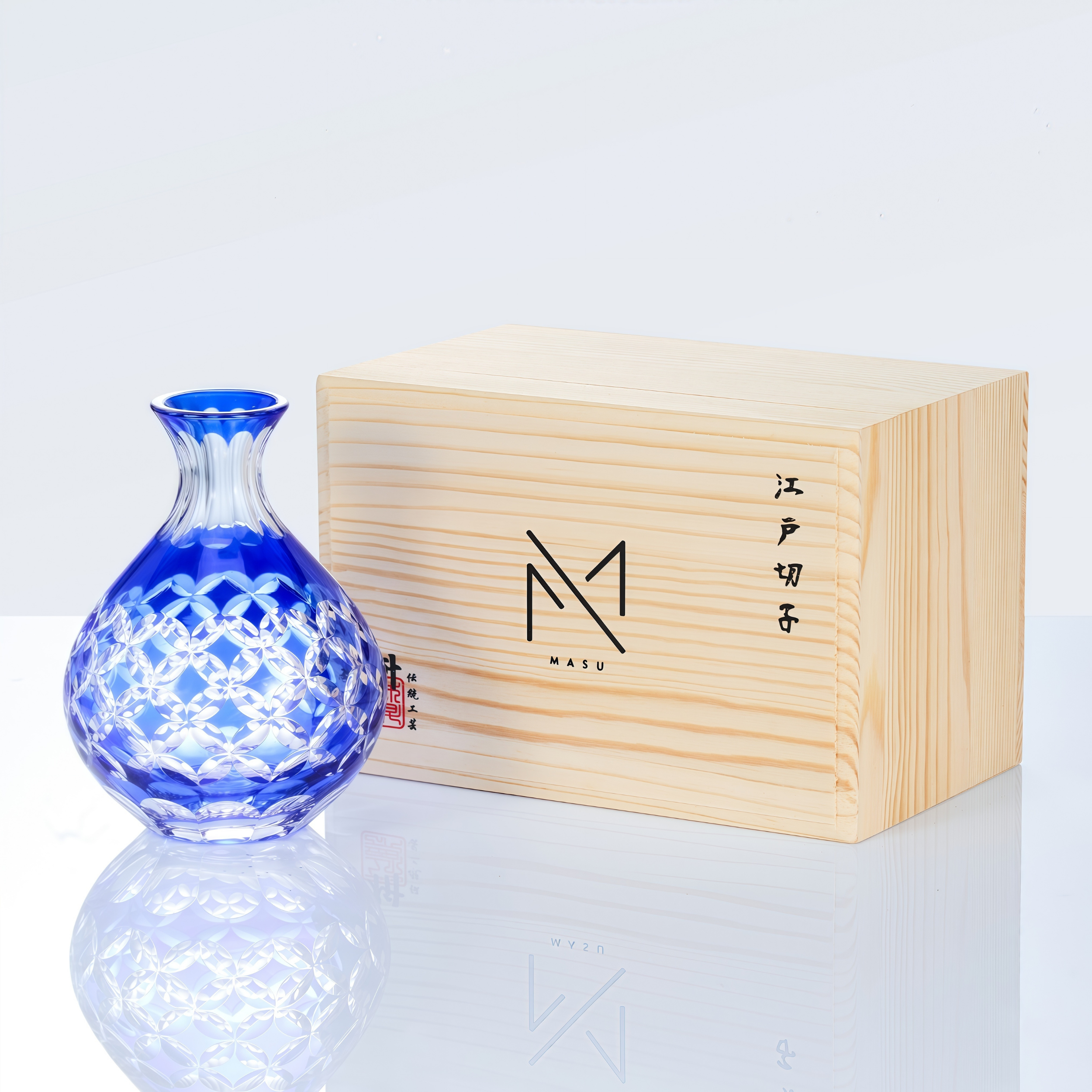 Edo Kiriko Handcrafted Ruri Sake Glass Collection