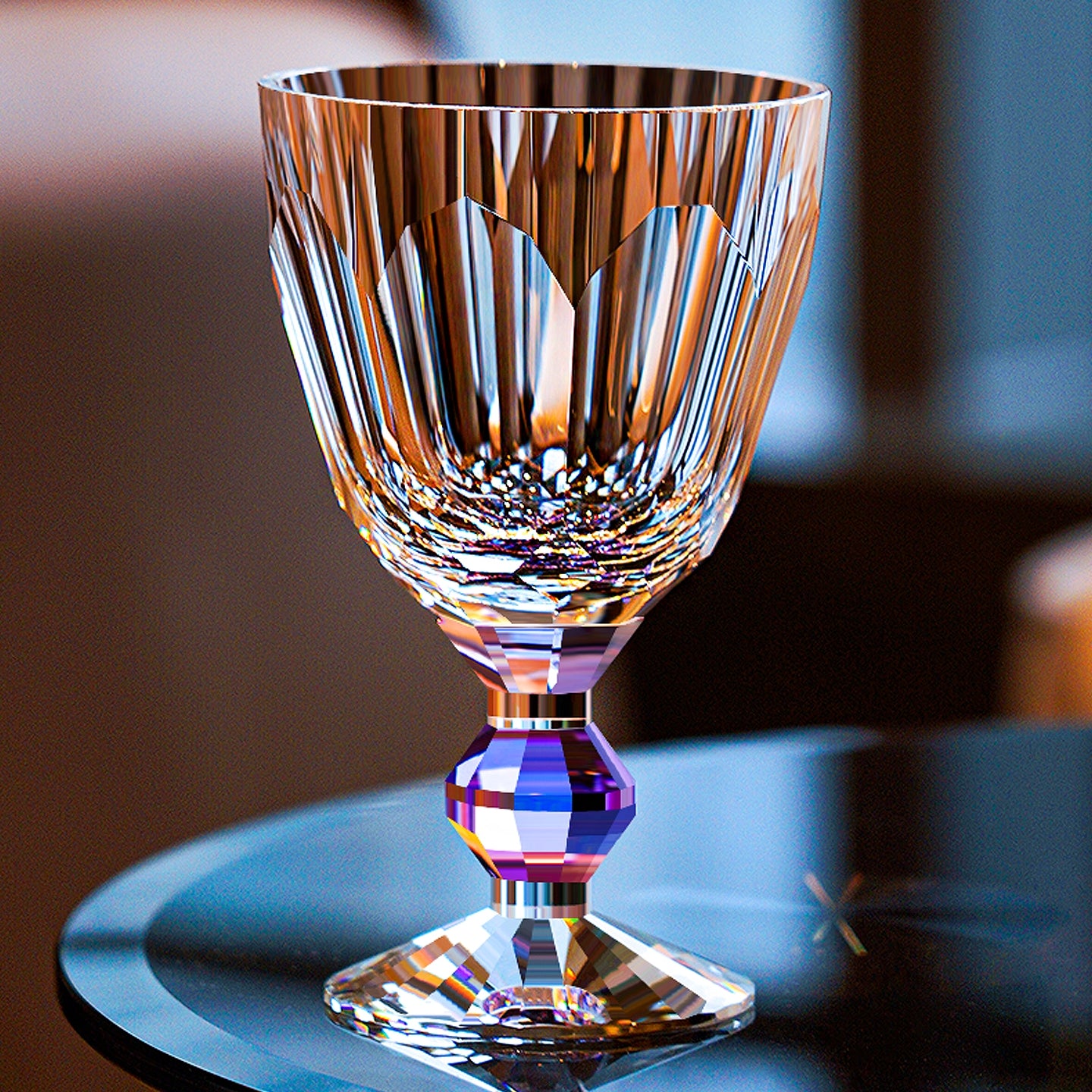 Edo Kiriko Handcrafted Crystal Prism Wine Glass