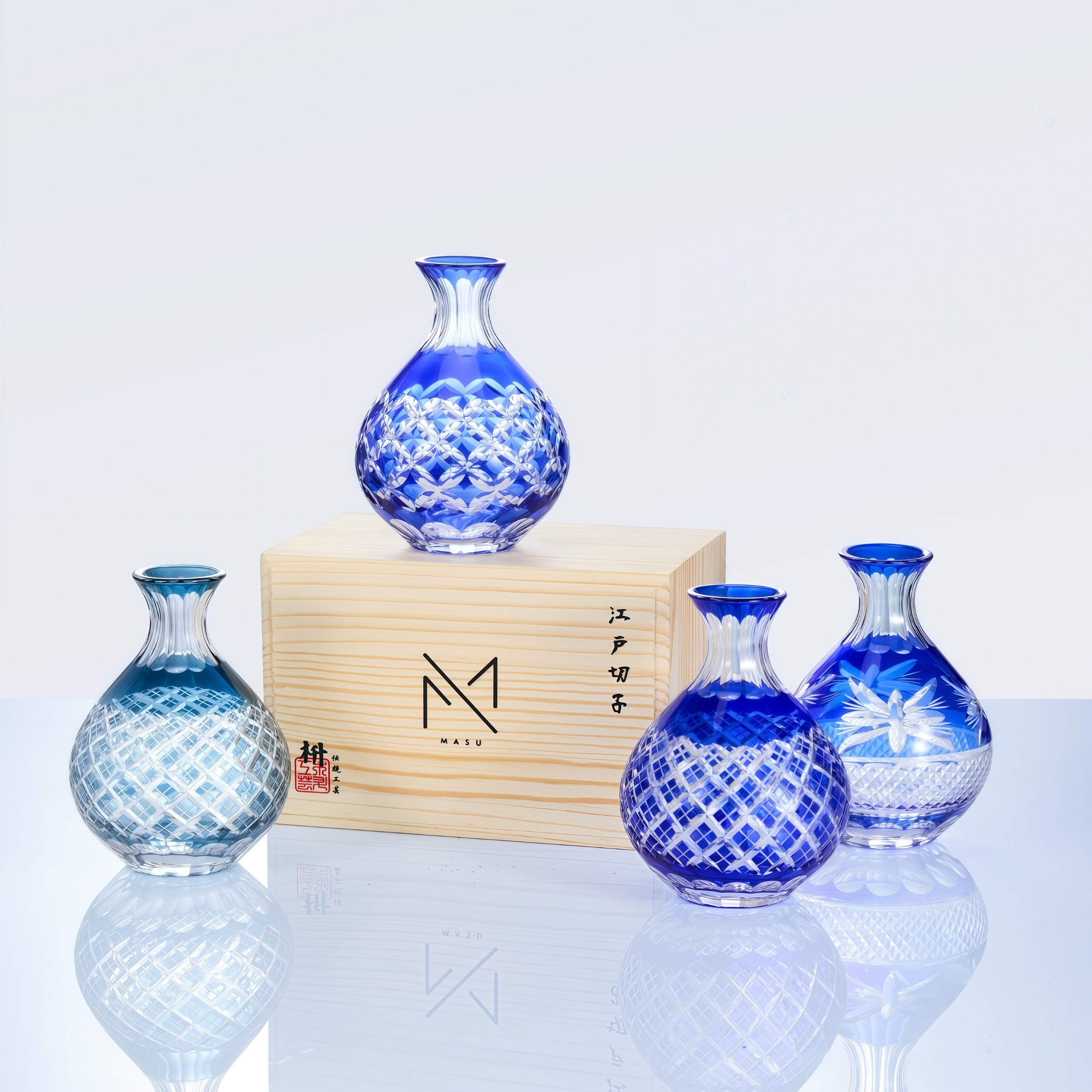 Edo Kiriko Handcrafted Marutoku Sake Collection