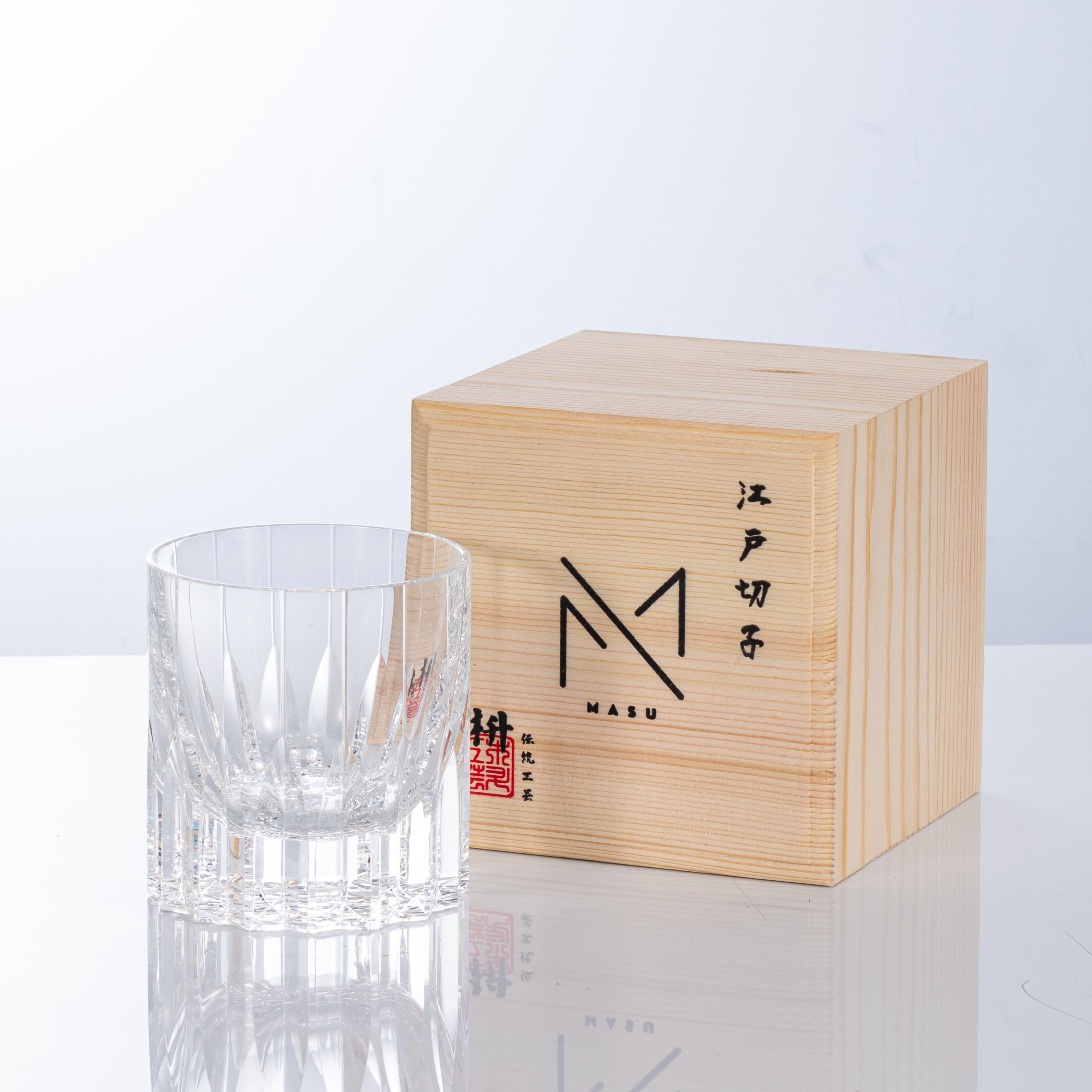 Edo Kiriko Verre à Whisky En Cristal Taillé Main Style Japonais 320ml - Verres à Cocktail, Vodka, Bière Avec Coffret Cadeau