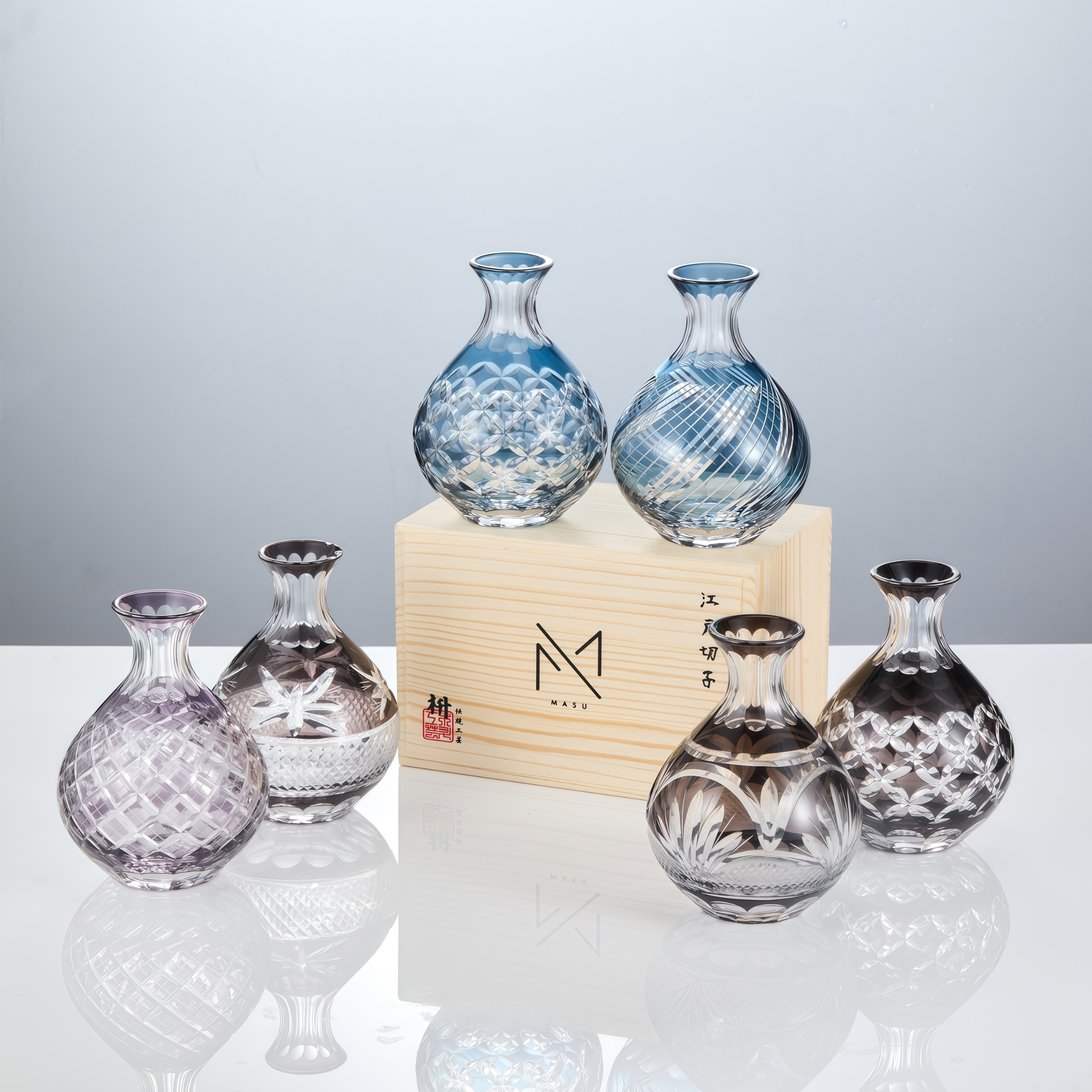 Edo Kiriko Handcrafted Kuroha Sake Collection
