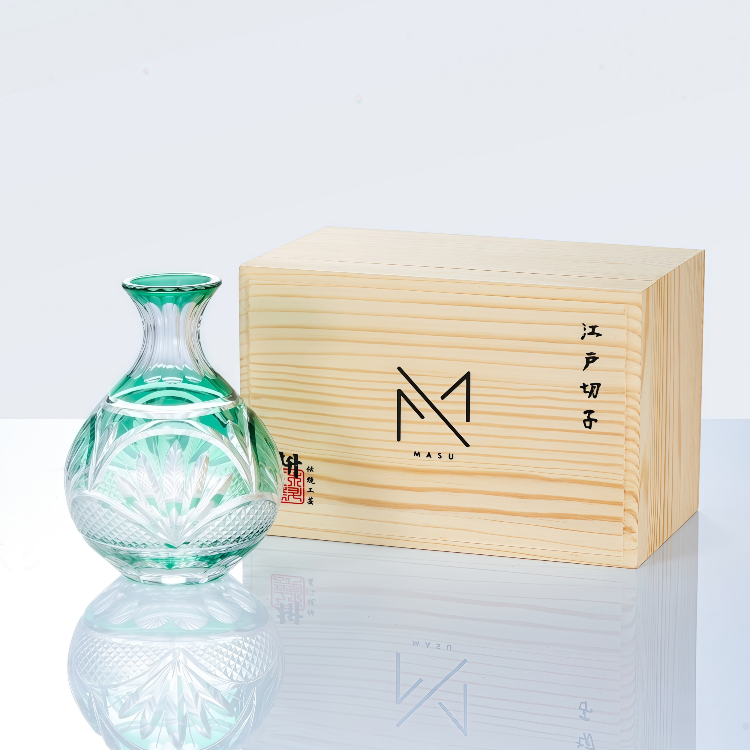 Edo Kiriko Handcrafted Midoriha Sake Collection