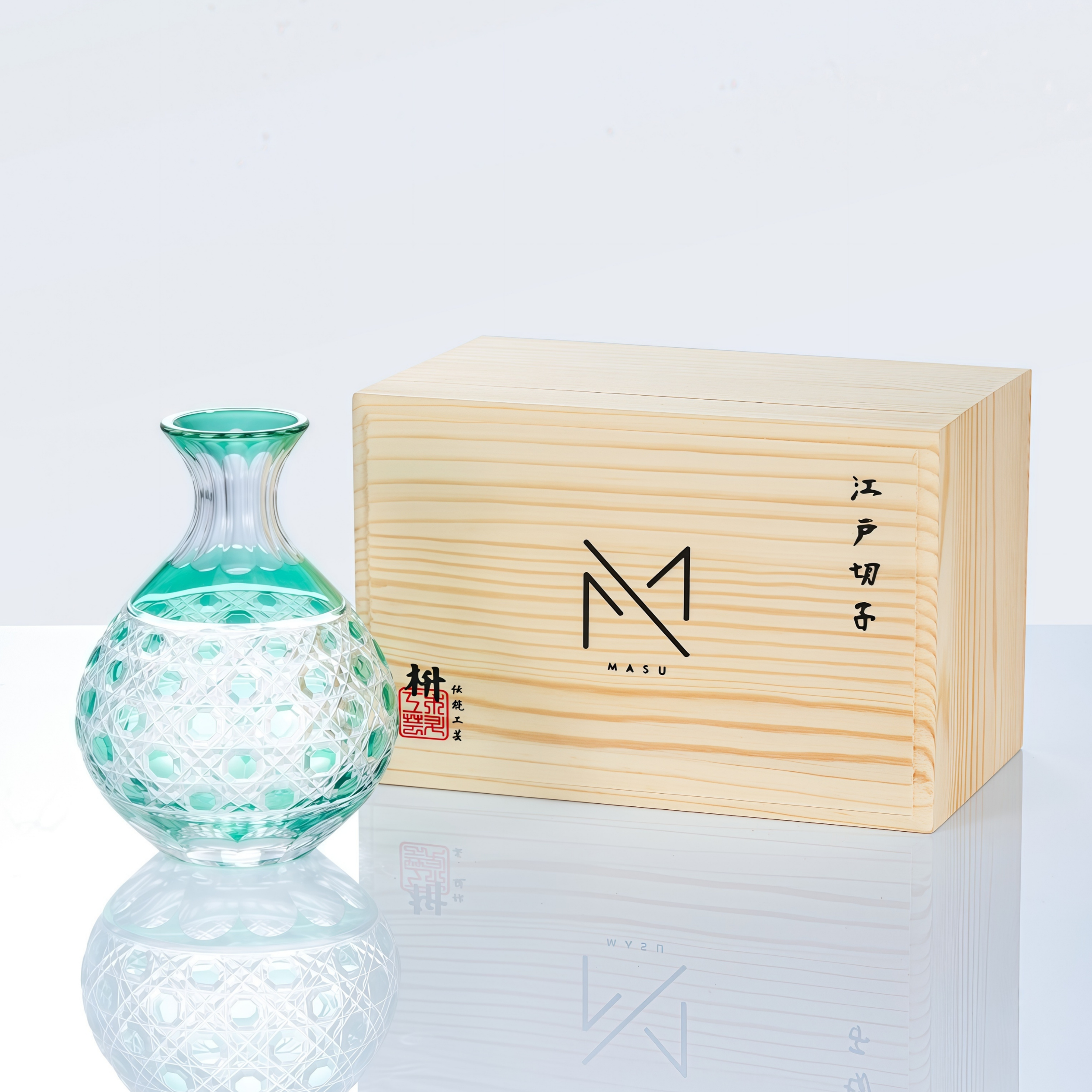 Edo Kiriko Handcrafted Midoriha Sake Collection
