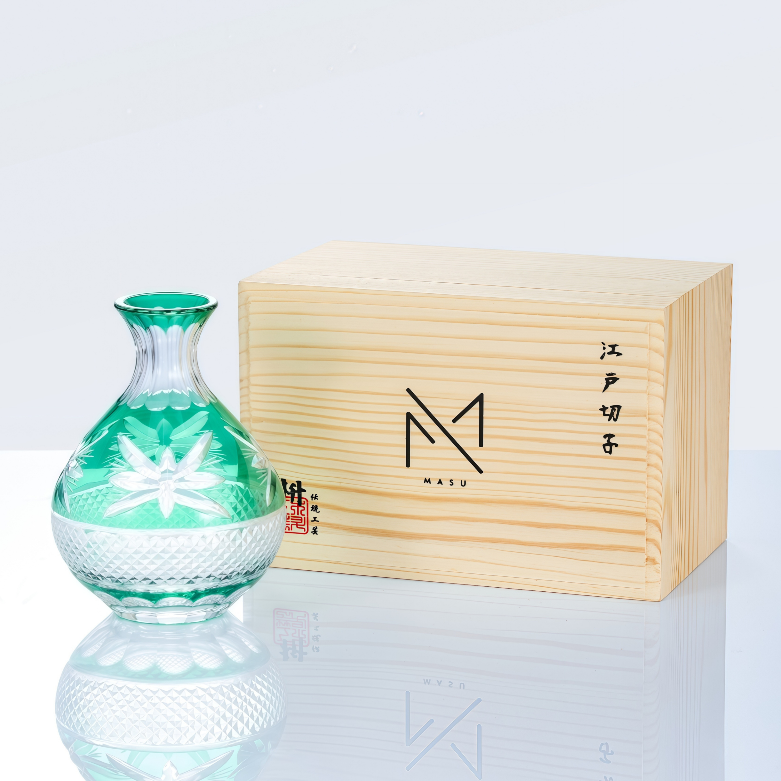 Edo Kiriko Handcrafted Midoriha Sake Collection