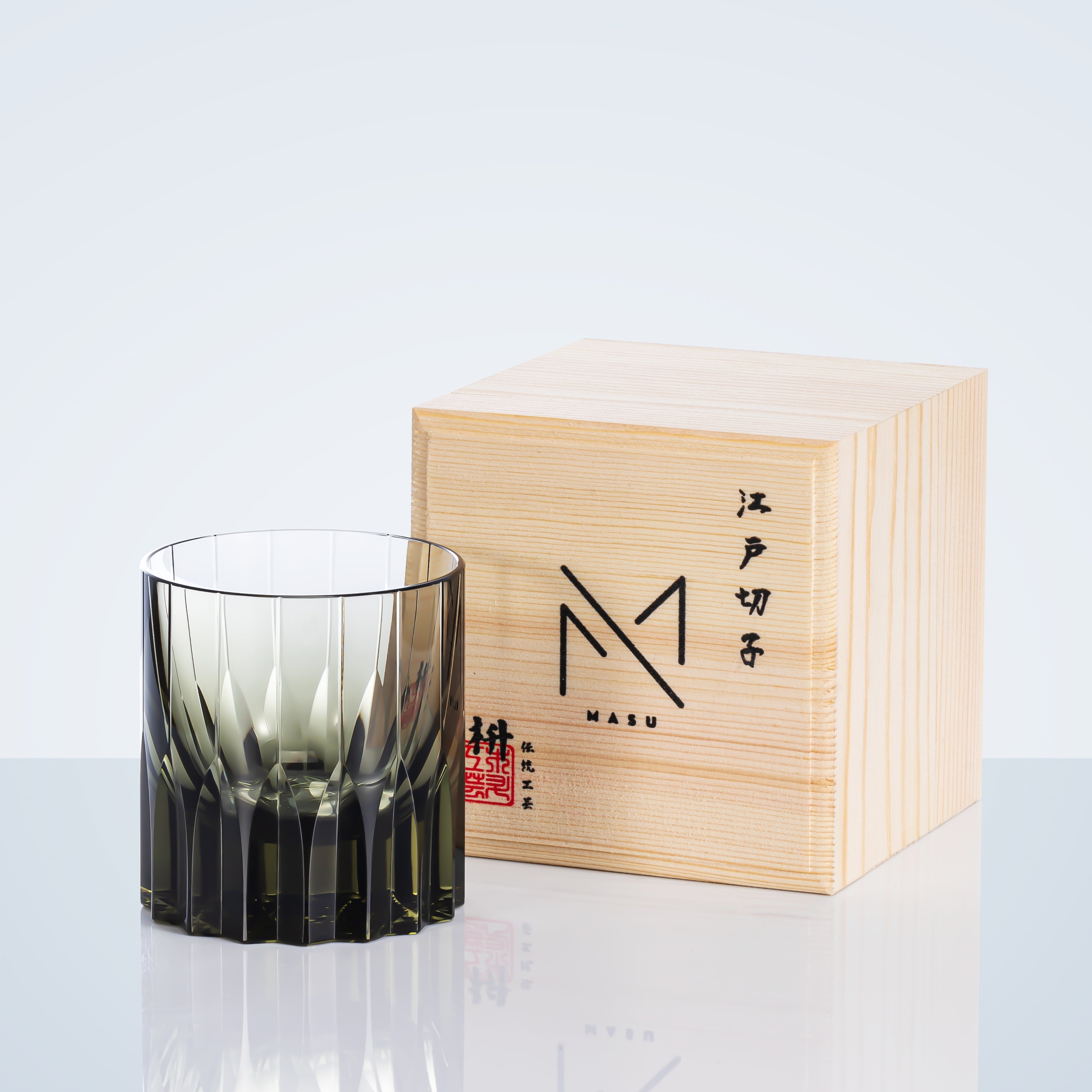 Edo Kiriko Multi-Color Edition Dazzling Whisky Glasses With Wooden Box