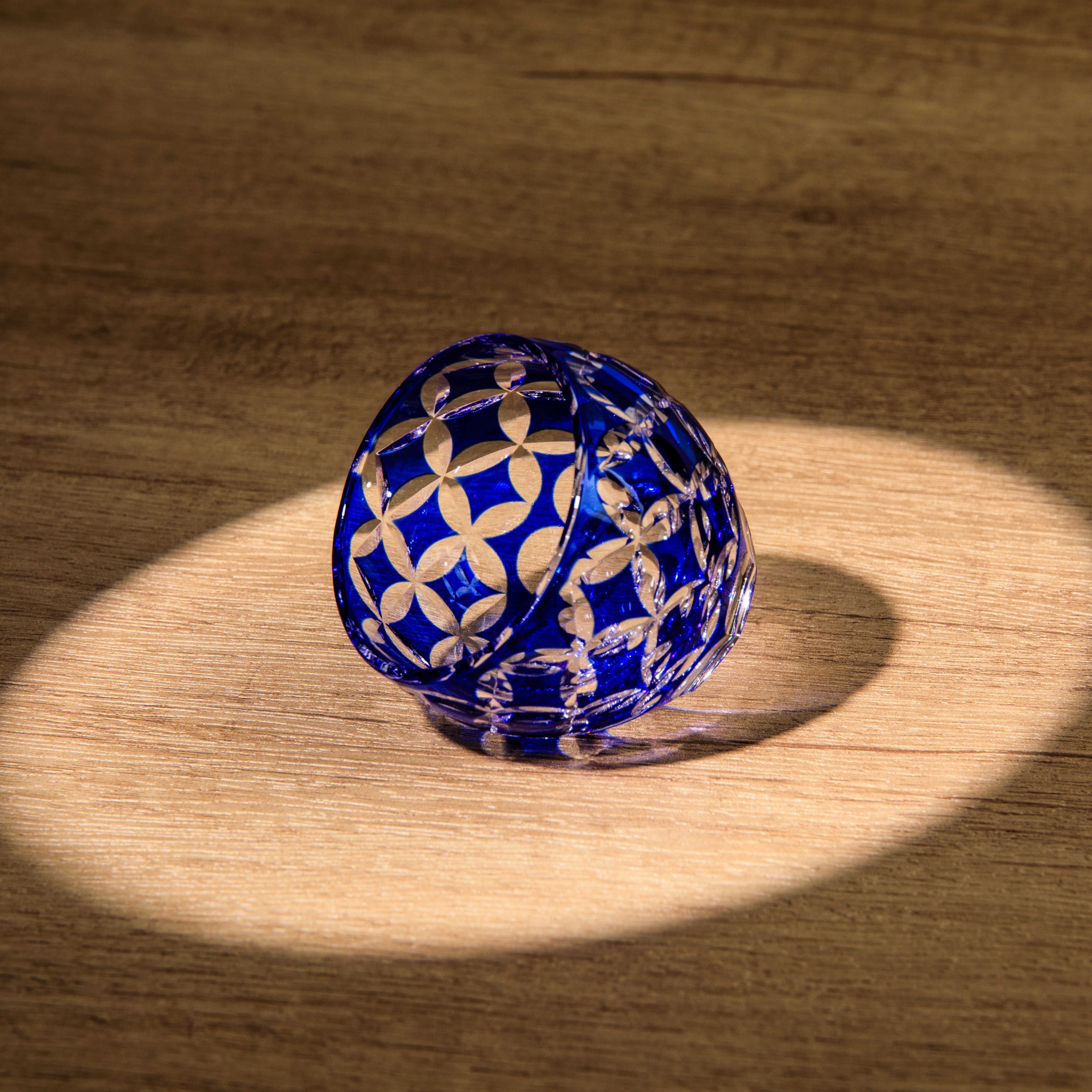 Edo Kiriko Handcrafted Ruri Guinomi Sake Glass Collection