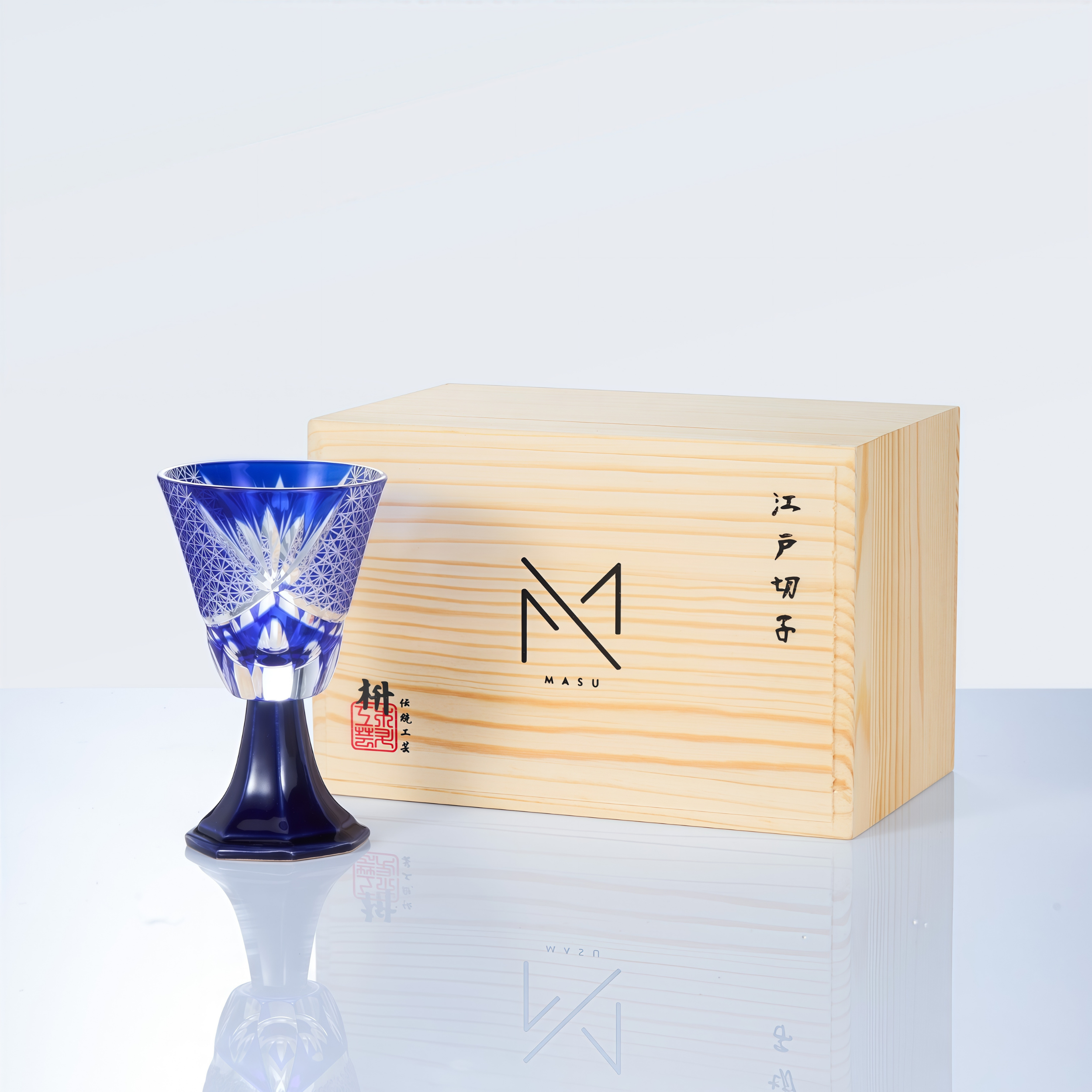 Edo Kiriko Handcrafted Hanabishi Goblet Glass Collection