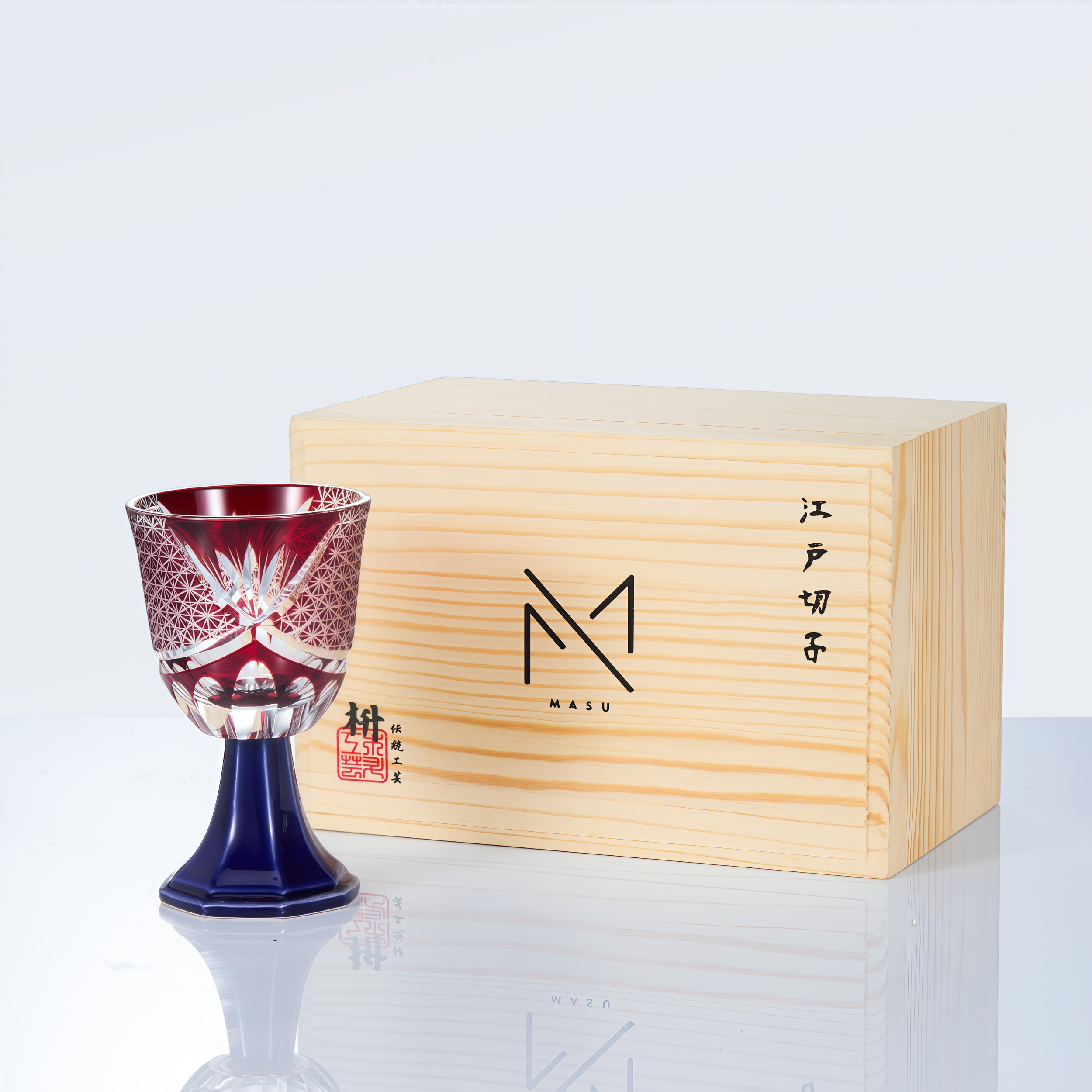 Edo Kiriko Handcrafted Hanabishi Goblet Glass Collection