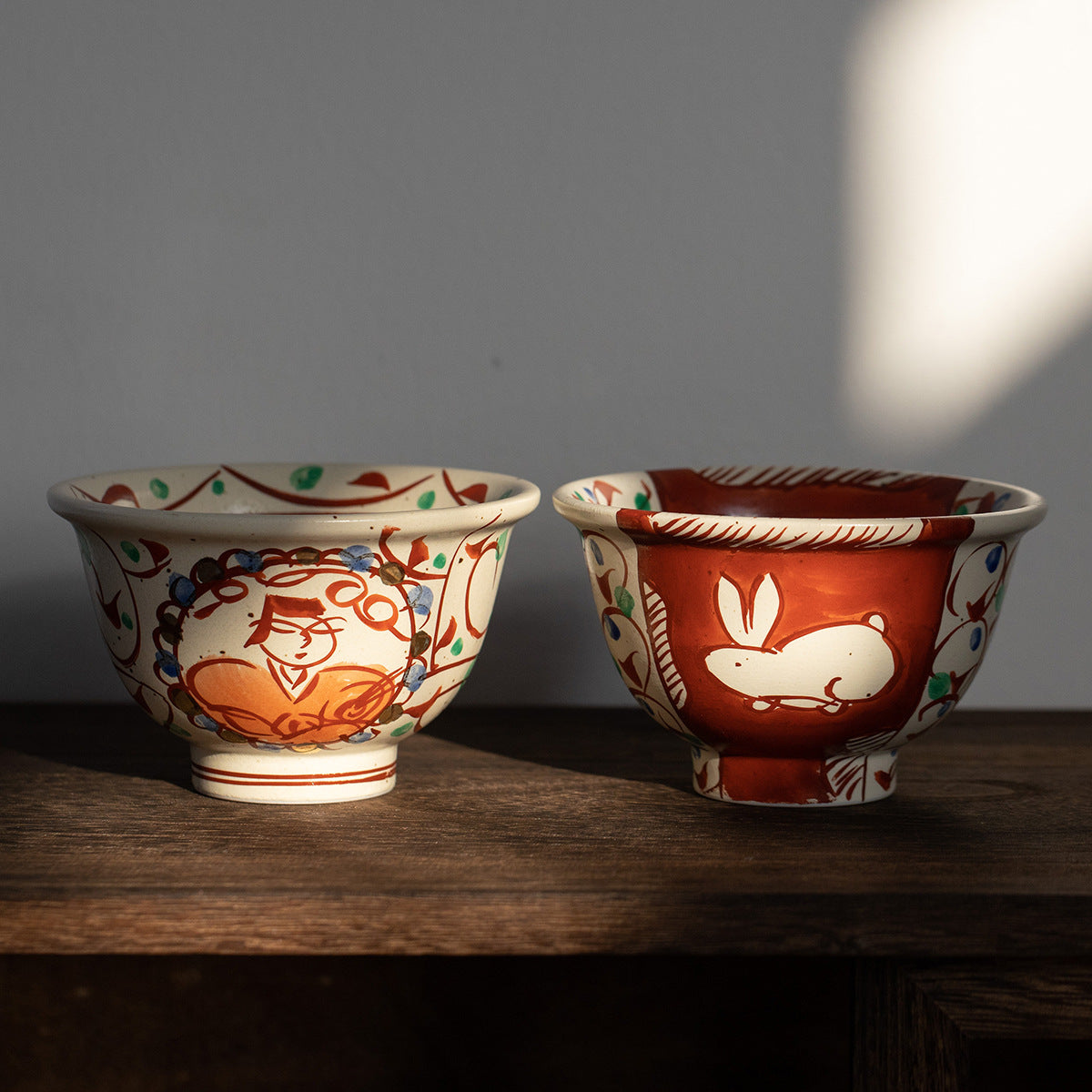 Seto Ware Handcrafted Akae Ceramic Rice Bowl Collection