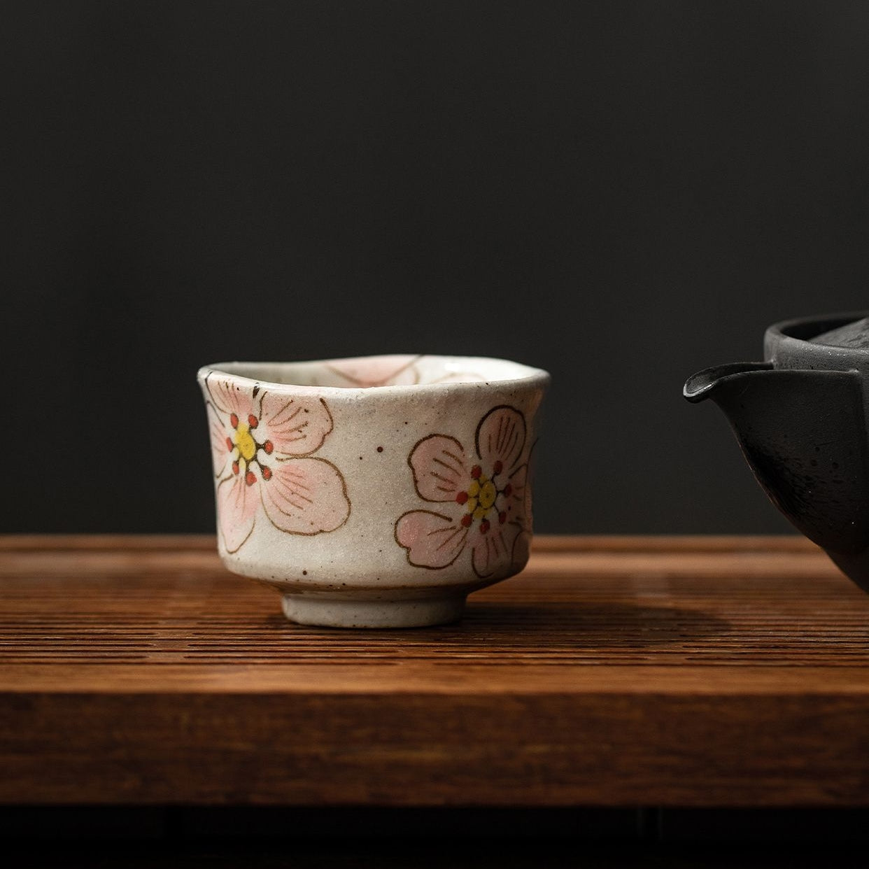 Hatsuichi Mino Ware Hana Nagare  Handcrafted Tea Cup Set of Five