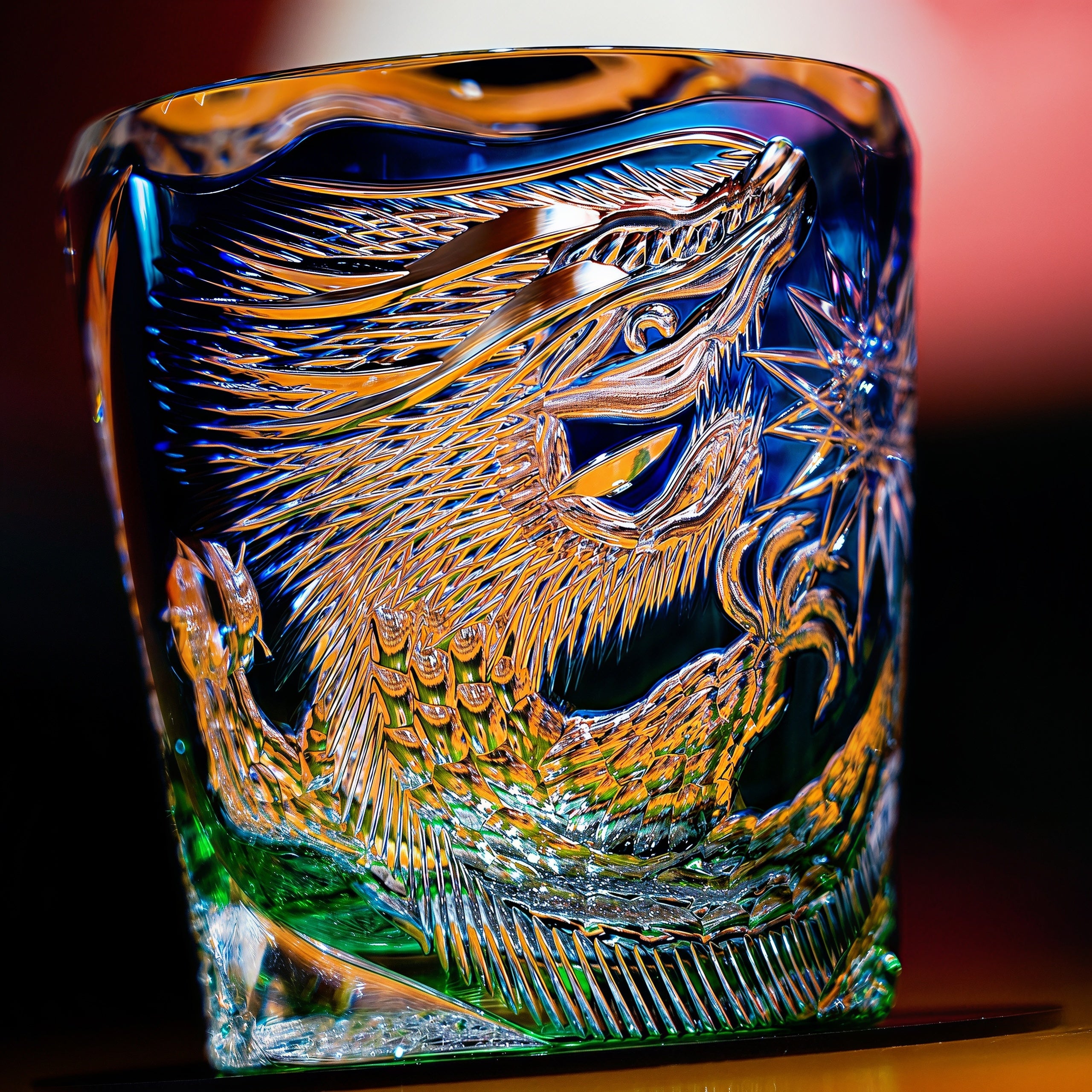 Edo Kiriko Handcrafted Kinryu Whisky Glass With Wooden Box