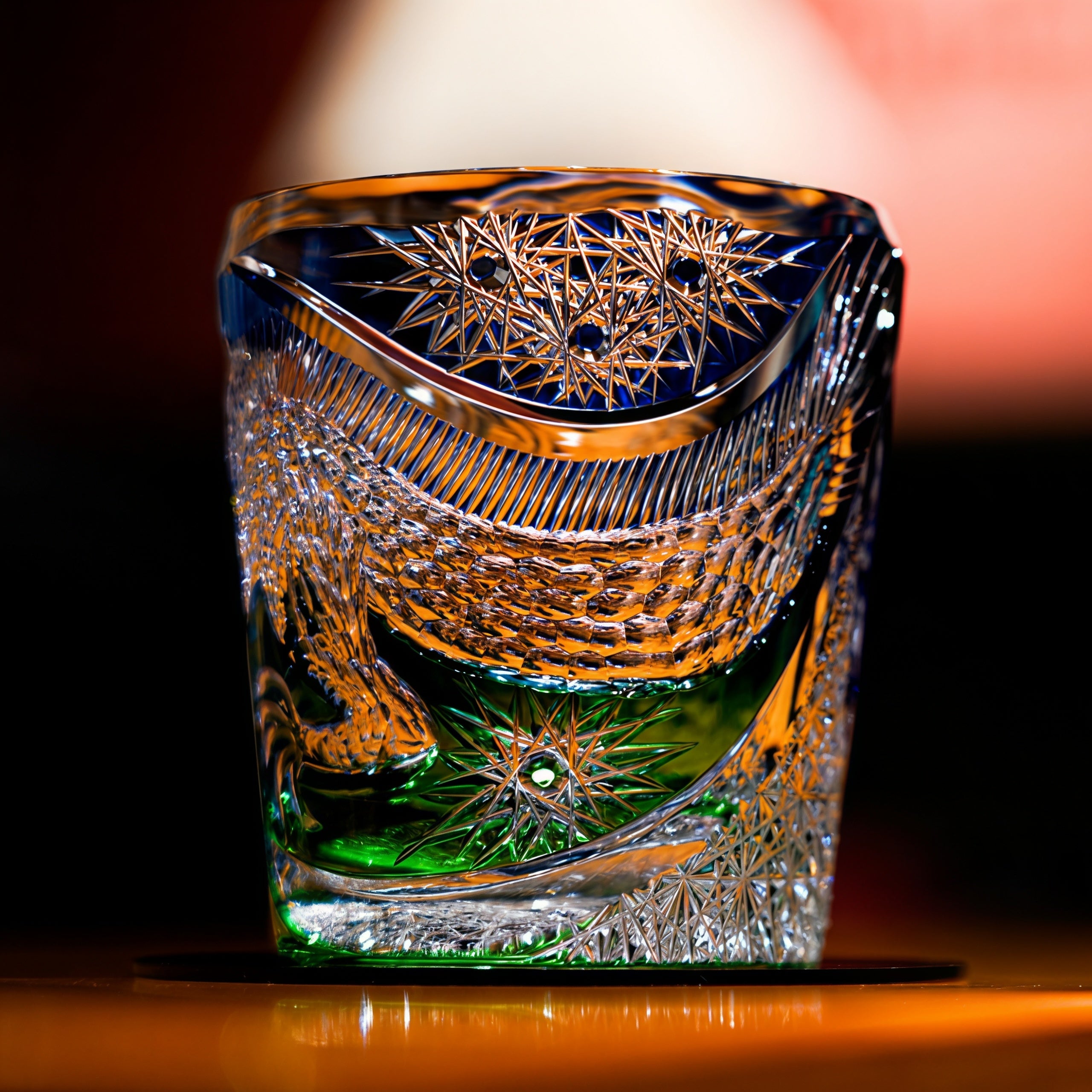 Edo Kiriko Handcrafted Kinryu Whisky Glass With Wooden Box