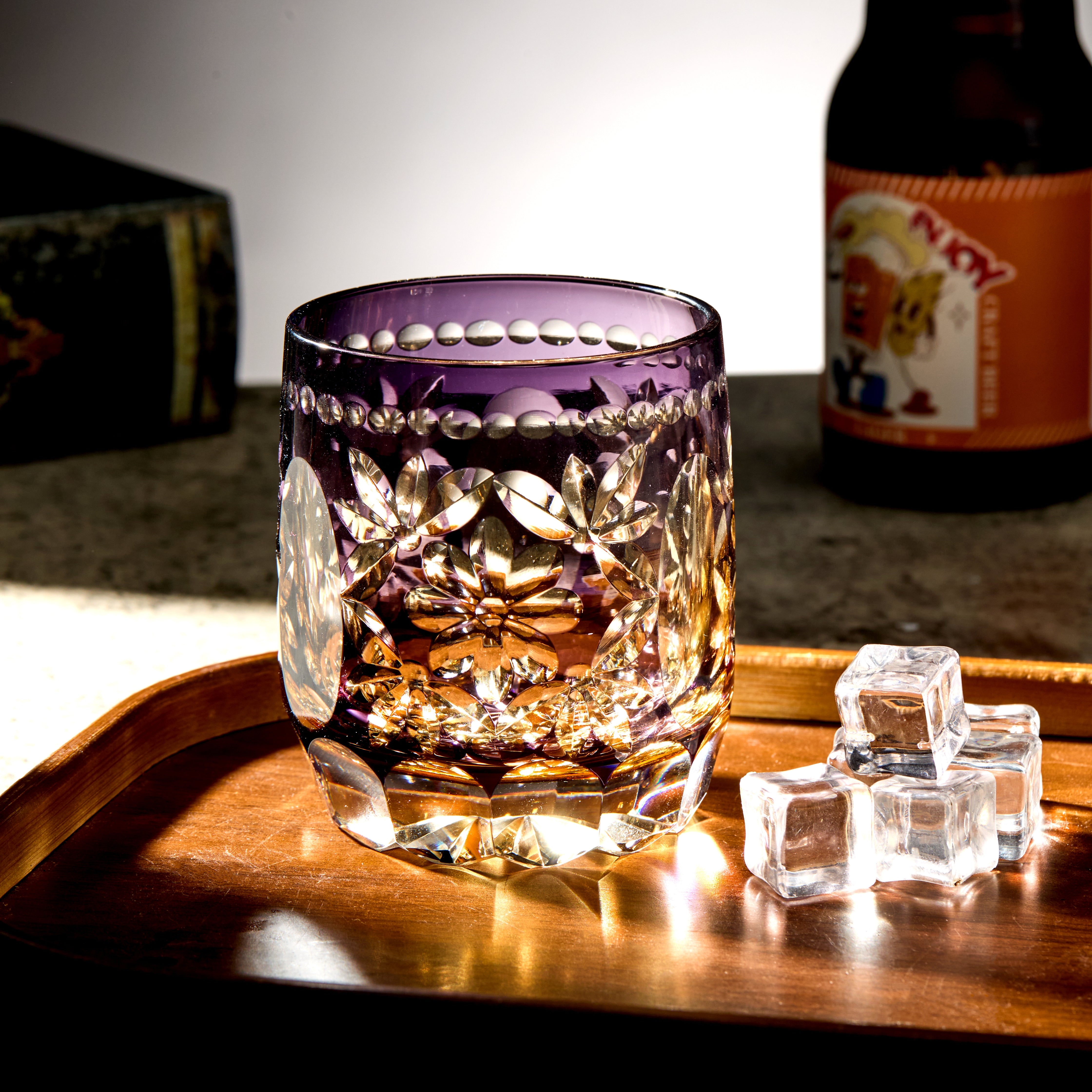 Edo Kiriko Handcrafted Seika Kasane Whisky Glass With Wooden Box