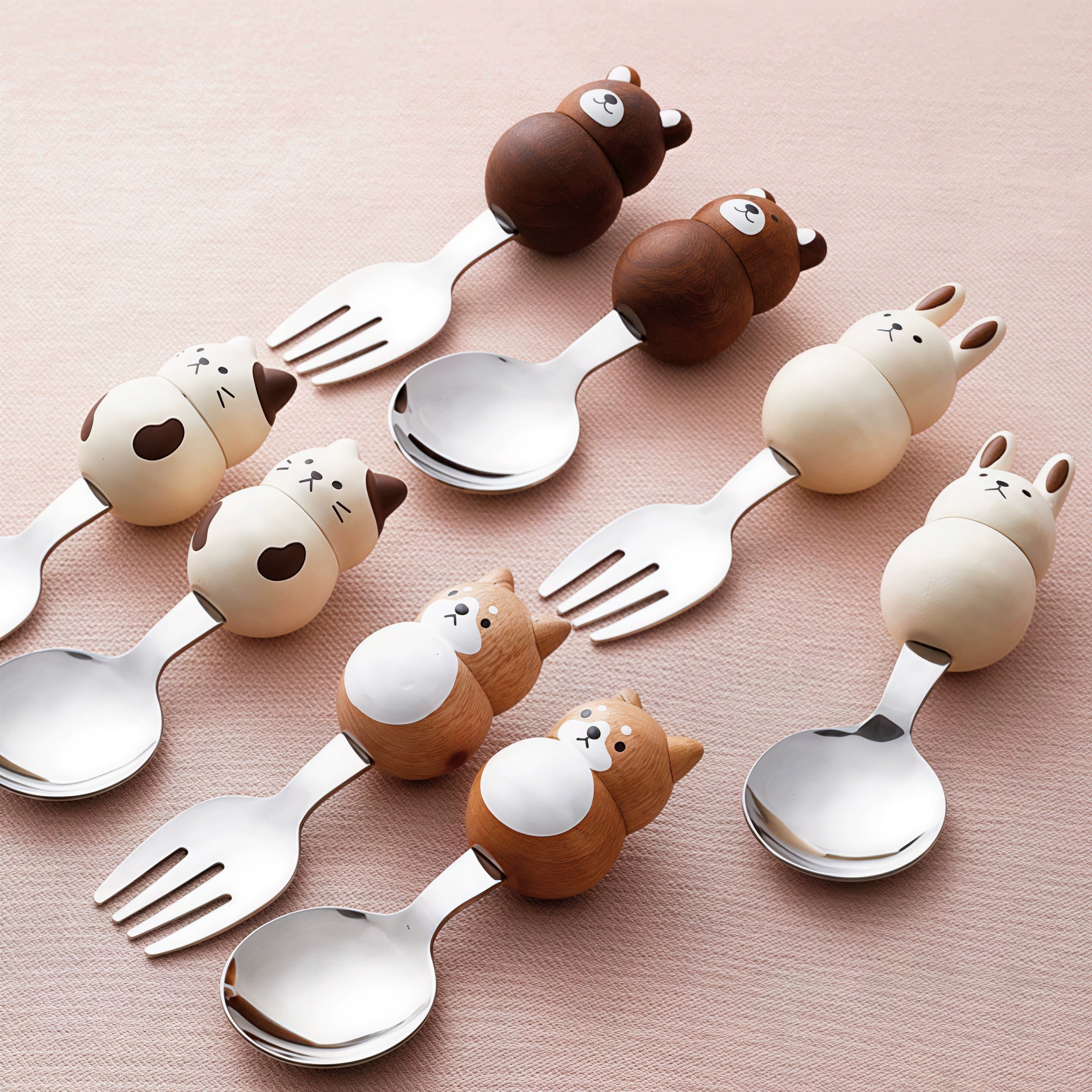 Japanese Handcrafted Pet Sculpture Wooden Handle Children's Utensil